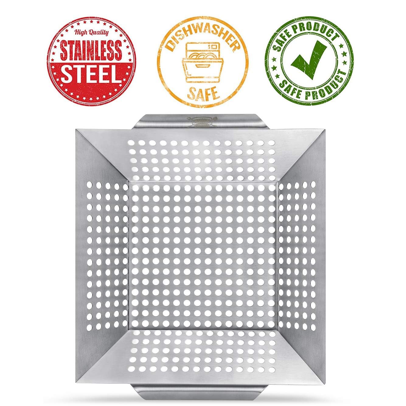 3 Pack Grill Basket Set - Grill Baskets for Outdoor Grill, Heavy Duty Stainless Steel Vegetable Grill Basket, Grilling Basket for Veggie & Kabob, 5-Star Grilling Accessories for All Grills & Smokers