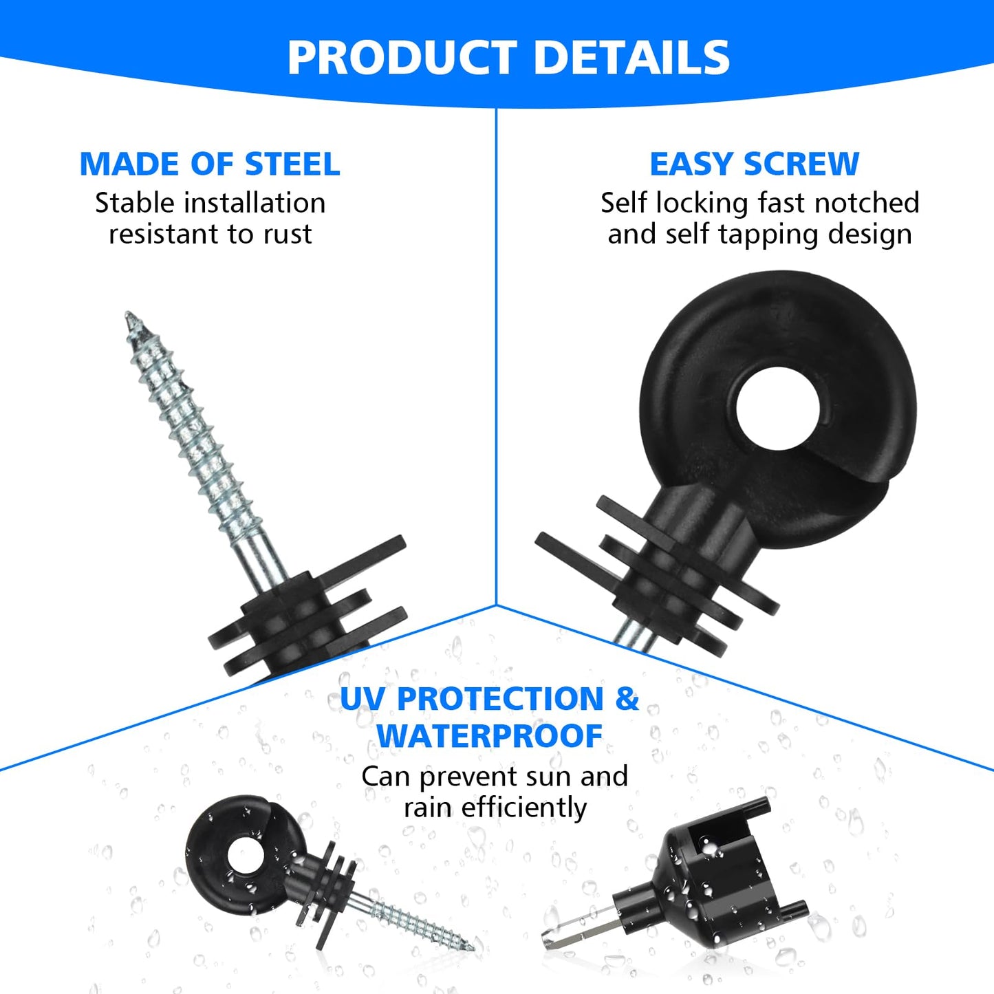 Electric Fence Wire Kit - Upgraded 660 Feet 9 Strands Electric Fence Polywire with Reliable Conductivity & Rust Resistance - 50 Pcs Electric Fence Insulator with 1 Pcs Socket Tool & Glove