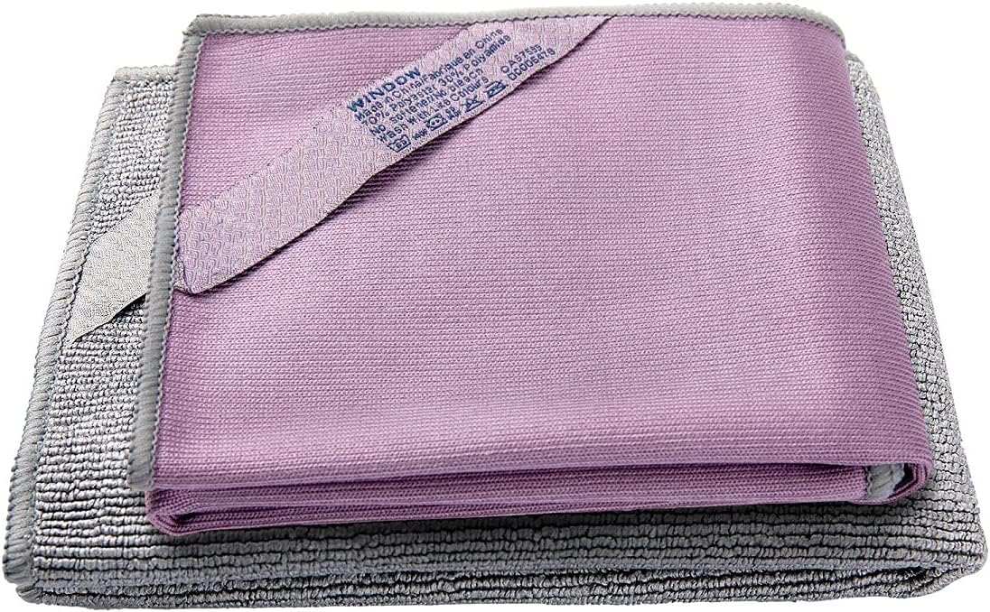 Longmann NΘrwex Basic Package Window Cleaning Cloth and EnviroCloth Glass Cloth, Cleaning Cloth, Streaks Schatches Free, Just Add Water (Purple 1 Pack, Grey 1 Pack)