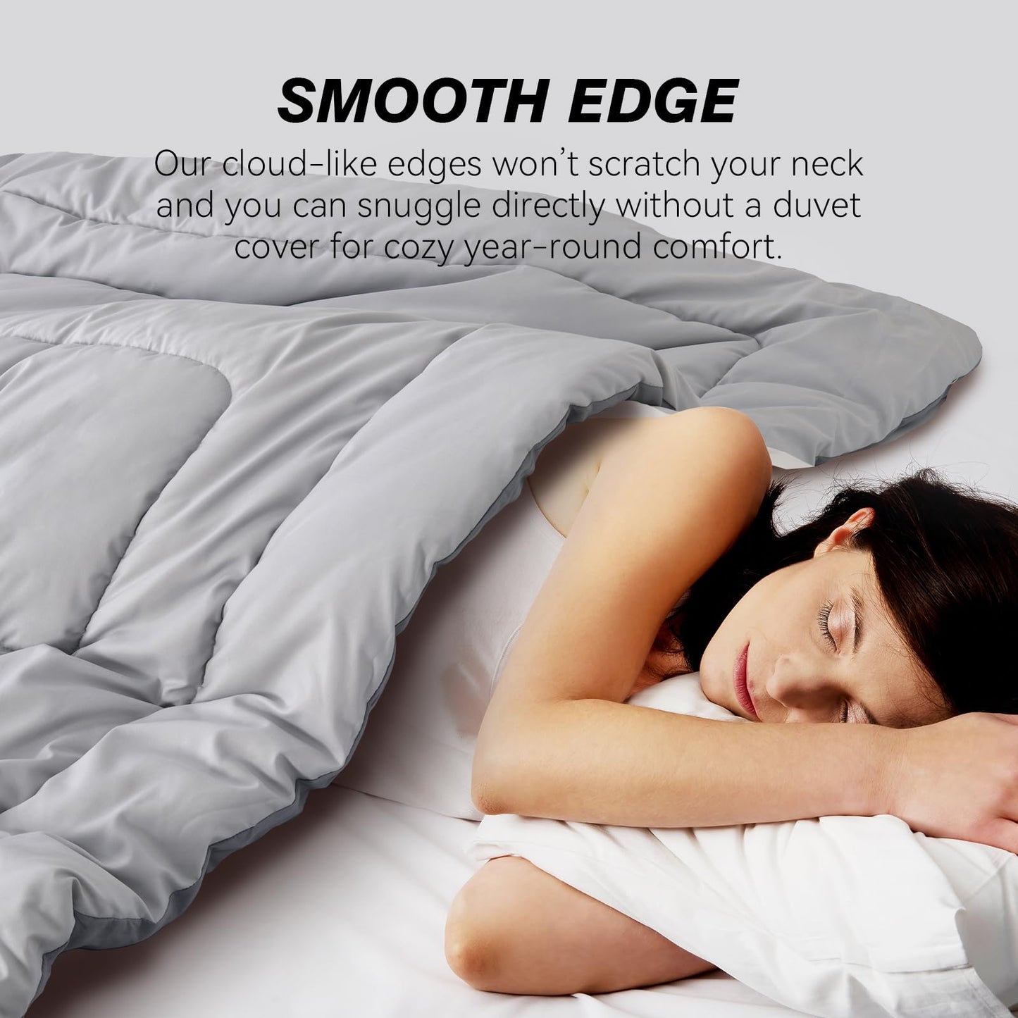 LAVANCE All Season Reversible Comforter, Quilted Queen Down Alternative Bedding Comforters, Premium Soft Microfiber Duvet(Gray, Queen 218x218cm)