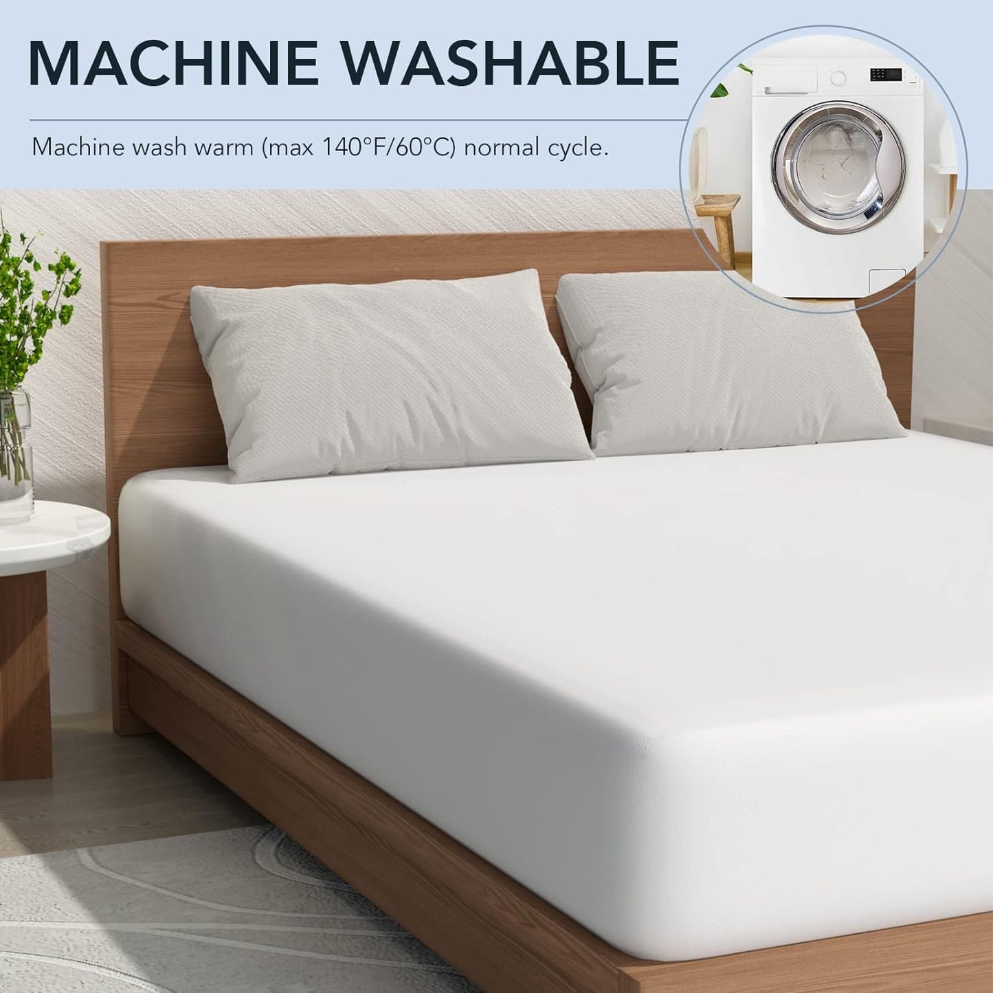 2 Pack Twin Size Waterproof Mattress Protector, Breathable, Noiseless Mattress Cover, 8"-21" Fitted Deep Pocket Mattress Protector Pad Cover - Cooling Smooth Soft,38"x 75"(White)