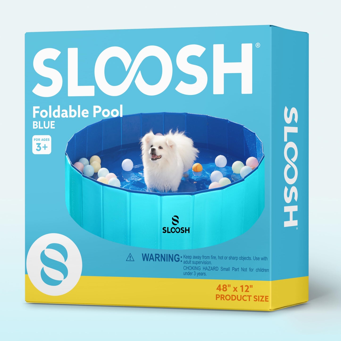 SLOOSH Foldable Dog Kiddie Pool - Portable Hard Plastic Doggie Swimming Pool, Anti-Slip Collapsible Pets Bath Tub Suitable for Kids Toddler Indoor Outdoor Backyard Use (48" x 12", Blue)