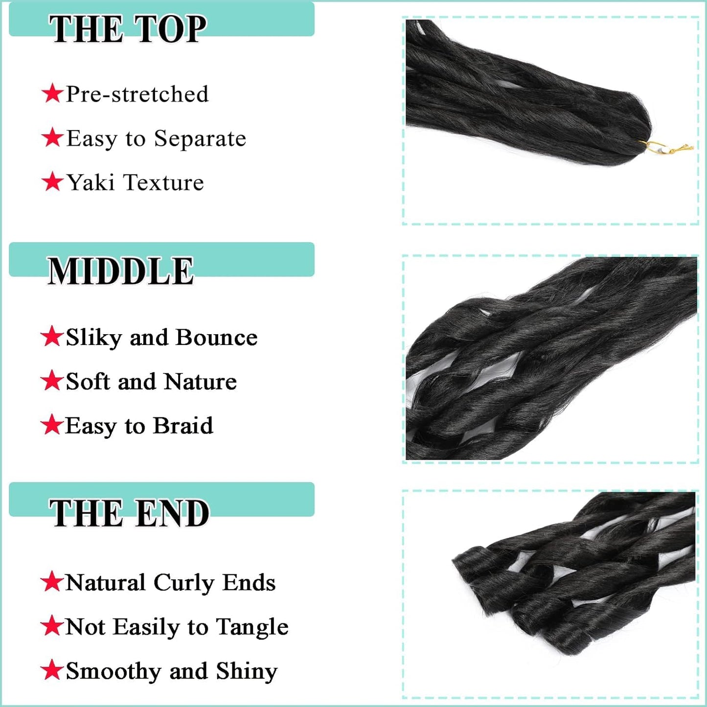 24 Inch French Curl Braiding Hair Pre Stretched 6 Packs Loose Wave Bouncy Braiding Hair Spiral Curly Braids Hair Extensions (P27/30)