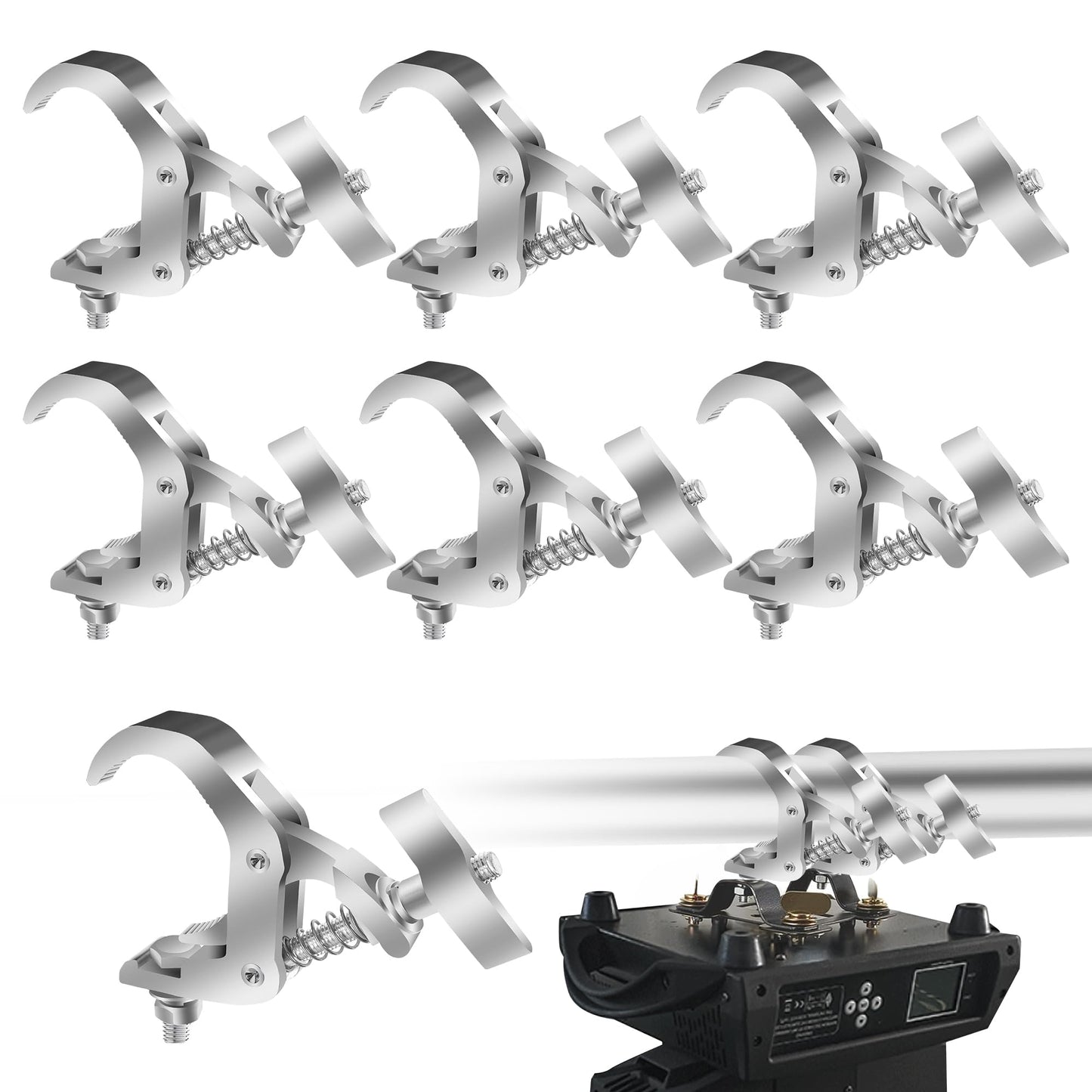 YEUIKERR 6 Pack Truss Clamp 1.57-2.4 Inch Stage Lighting Clamps Heavy Duty DJ Light Clamps Aluminum Alloy lighting C-Clamp Fit for 40-61 mm OD Tube/Pipe