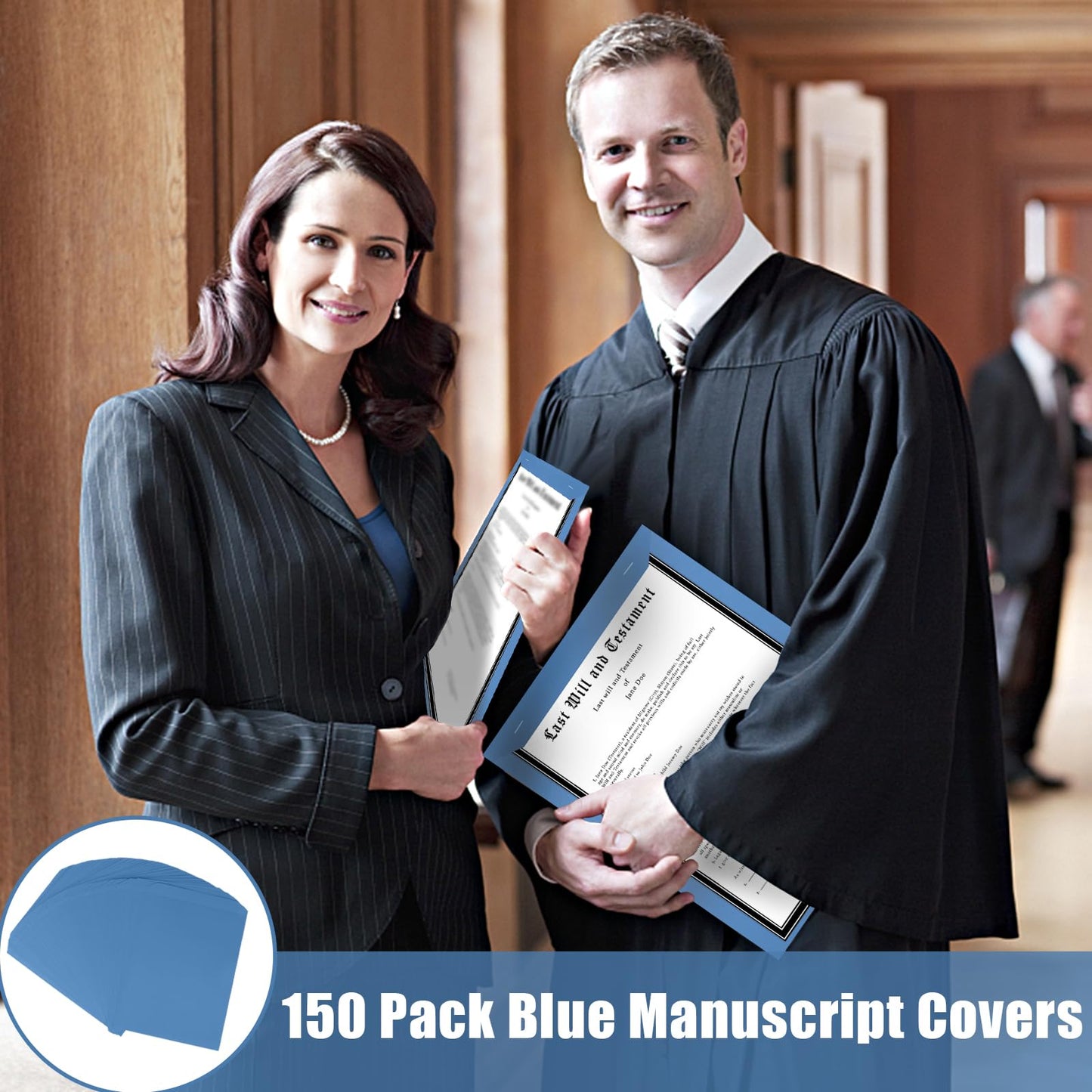 Youdaju 150 Pack Blue Classic Manuscript Covers, Letter Size, Top Bound Business Report Covers, Legal Document Cover
