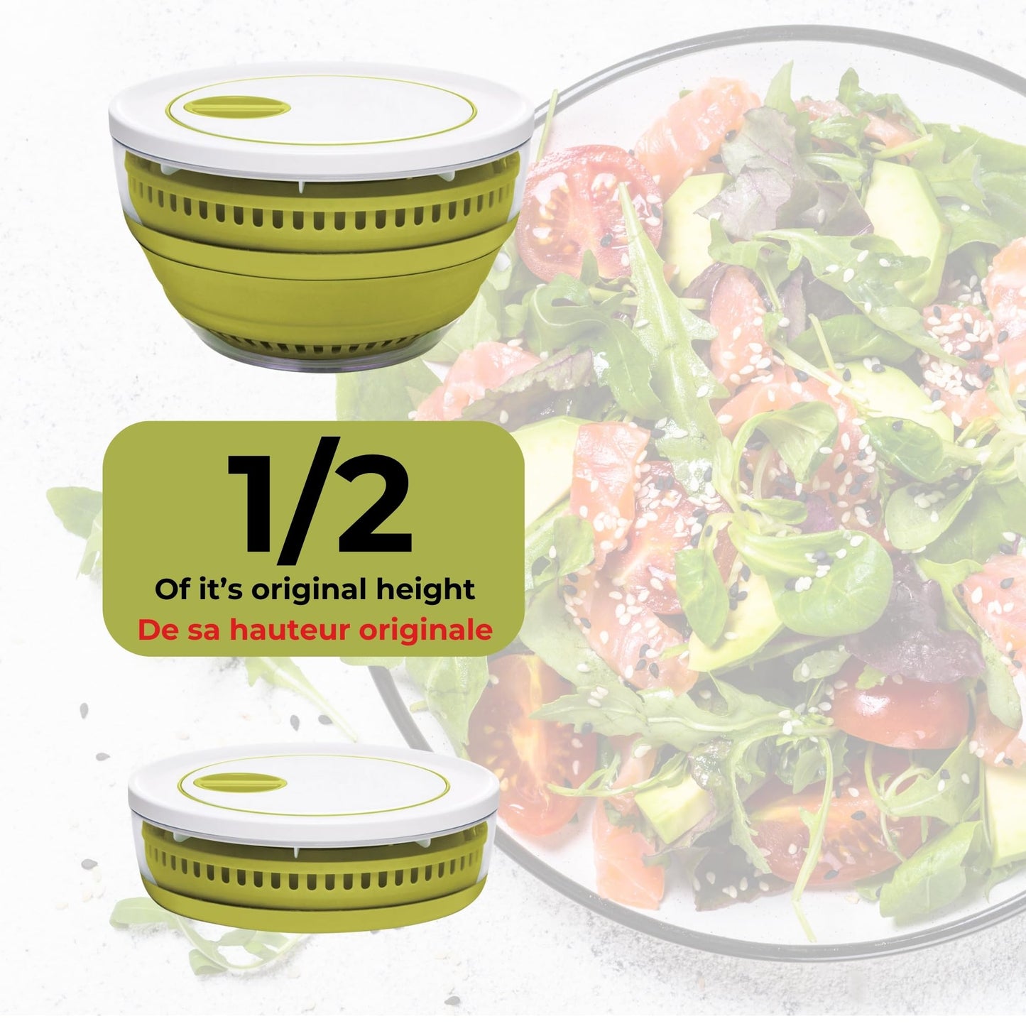 Starfrit Collapsible Salad Spinner - 4L Capacity - Compact Storage - Basket Doubles as Colander - Bowl Can Be Used for Serving