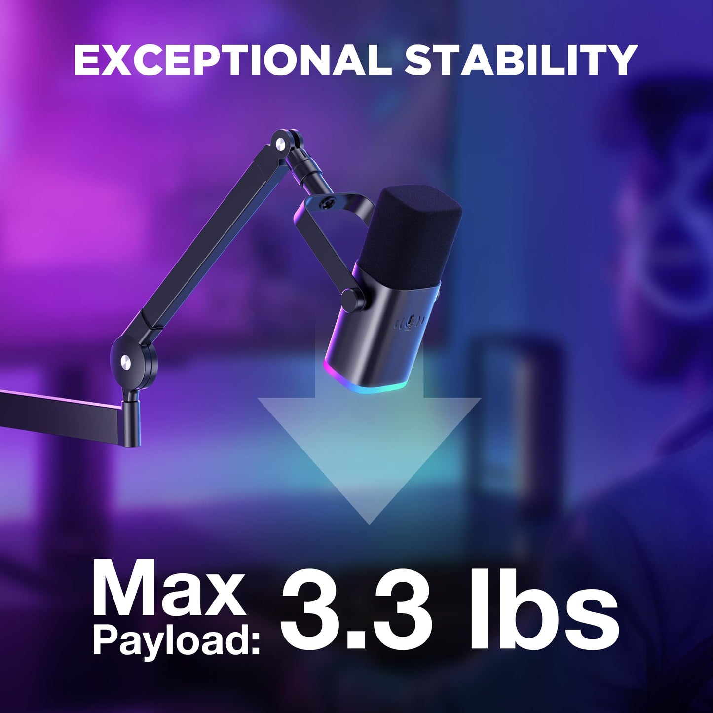 InnoGear Low Profile Mic Arm, Microphone Boom Arm Desk Mount for Fifine AM8 K669B Elgato Blue Yeti HyperX QuadCast AT2020 Shure SM58 SM7B, Mic Stand with Mic Clip 3/8" to 5/8" Adapter