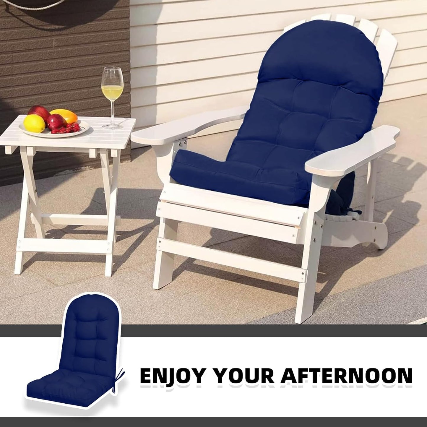 Adirondack Chair Cushion,Thickened Patio Chair Pad for Indoor and Outdoor, Water Proof and Fade-Resistant High Back Rocking Chair Cushion for Indoor and Outdoor,43.3 X 19.7 Inch (Navy Blue)