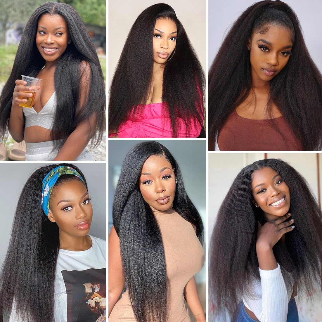 Brazilian Virgin Kinky Straight Clip in Hair Extensions 8Pcs/lot 120g With 18 Clips Yaki Straight Clip in Hair Extension Real Human Hair Natural Black Color For Black Women (16Inch)