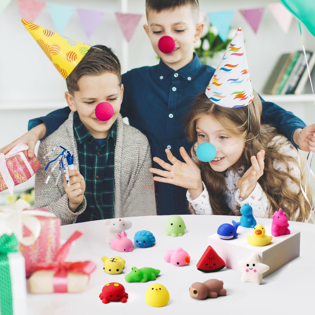 JOYIN Mochi Squishy Toys Set, 100 Pack Mini Mochi Party Favors for Kids, Kawaii Squishy Toy Stress Relief Toys, Goodie Bags Fillers with Storage Box, Pinata Stuffers, Classroom Prizes