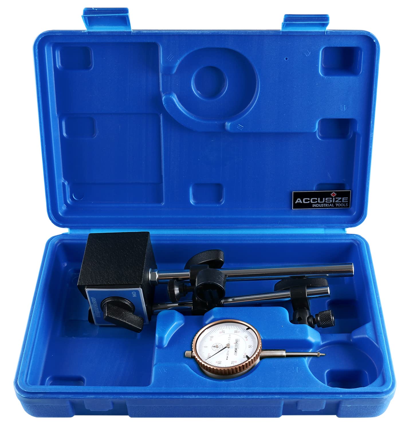 Accusize Industrial Tools 0-1 inch x 0.001 inch Dial Indicator with Magnetic Base Set, 60 Kg Capacity, Eg00-1038…