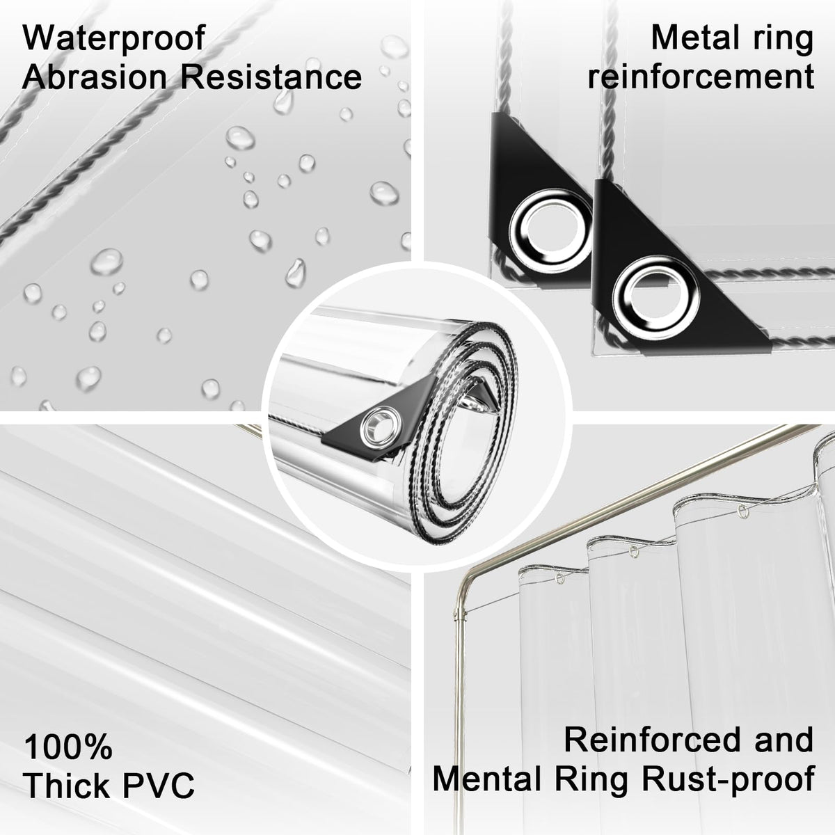 6 x 10 ft Clear Waterproof Tarp, PVC 11.8 Mil Tarpaulin with Grommets and Cable Tie, Duty Heavy Tear Resistant Cover for Camping, Plants Greenhouse, Cars, Patio and Pavilion