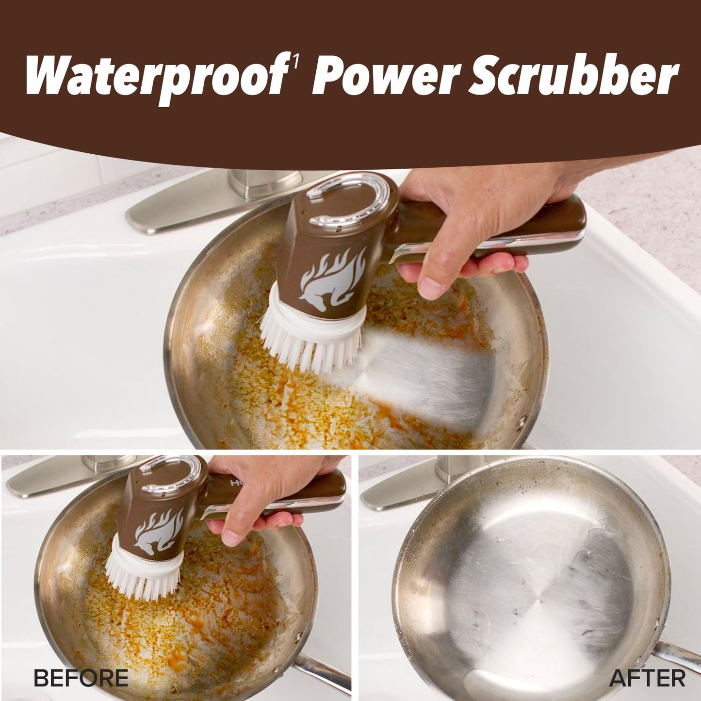 Ruby Horsepower Handheld Cordless Rechargeable Spinning Power Scrubber, AS-SEEN-ON-TV, Blasts Through Dirt & Grime in Seconds, Great for Grout, Tiles, Showers & More, 300 RPMs, Includes 5 Brush Heads