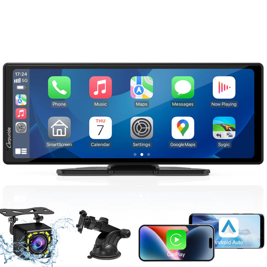 CARPURIDE 9.3 Inch Carplay Screen for Car, Compatible with Wireless/Wired Apple CarPlay, Android Auto and Mirror Link - Bluetooth Audio, Navigation,Siri, Backup Cam, FM Range 2402-2480MHz