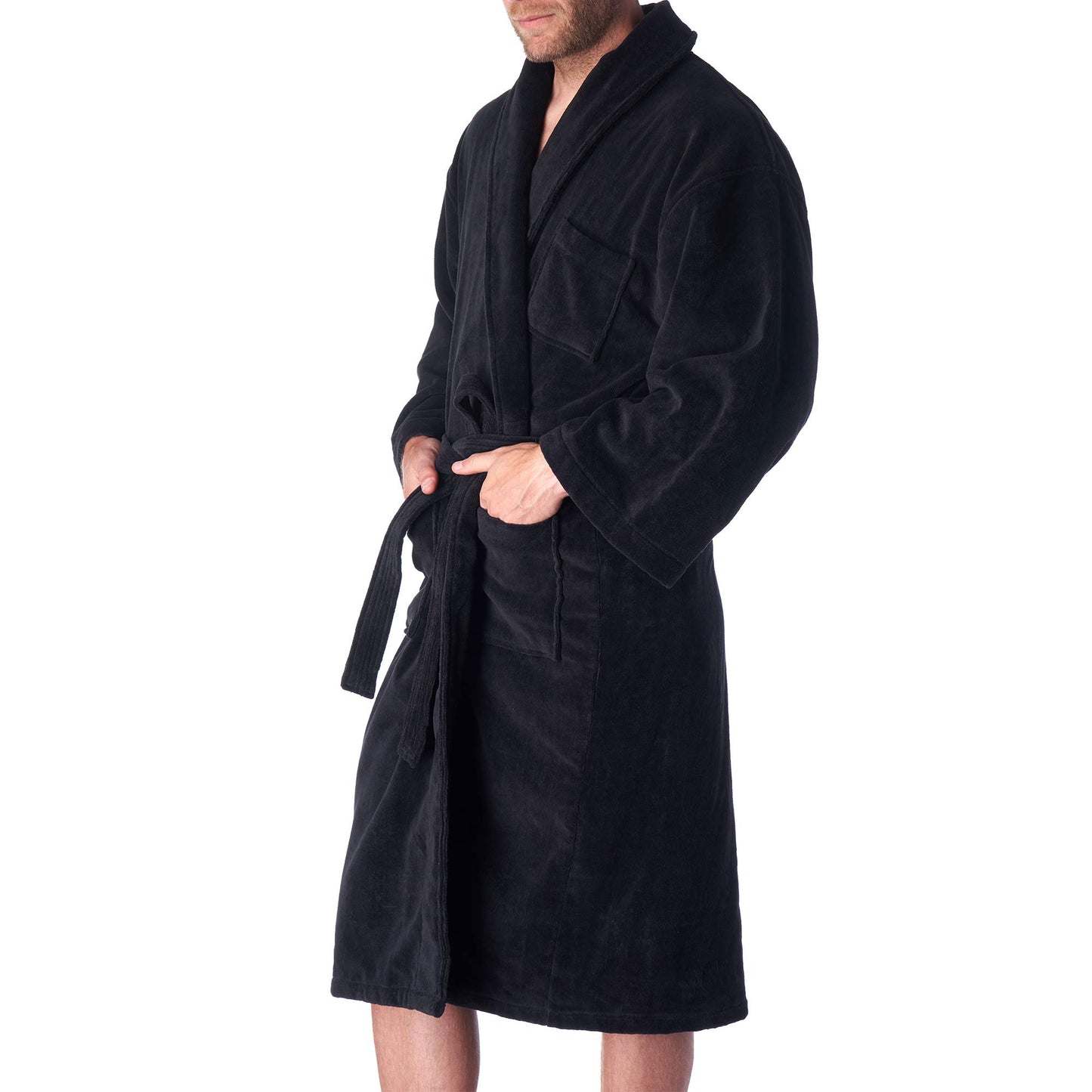 Alpine Swiss Pure Cotton Mens Terry Cloth Bathrobe Super Absorbent Spa Robe BLK XLXXL
