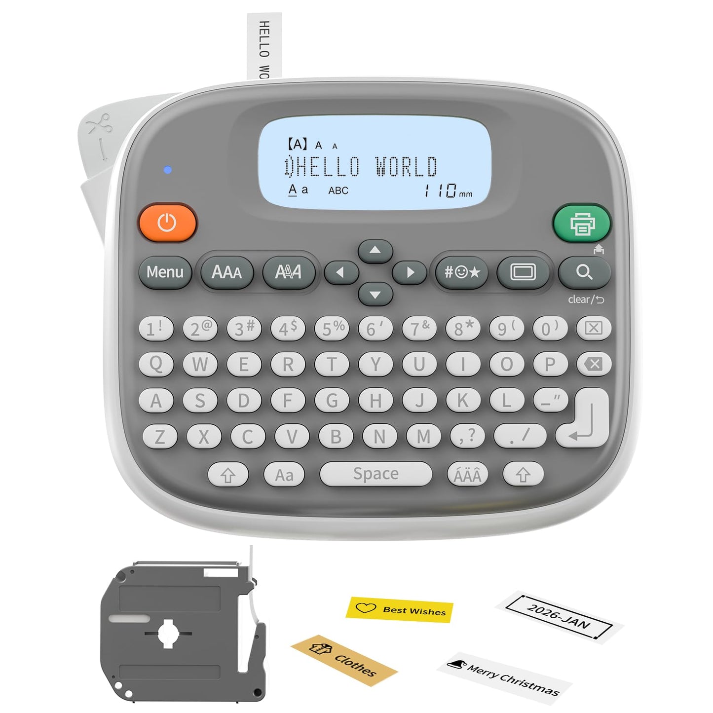 Rongta Label Maker Machine with Tape, Bluetooth Label Waterproof Labels, TM95 12mm Portable Labeling Maker Home Organization for Office School Teacher Supplier (Label Maker with 1 Tape, White)