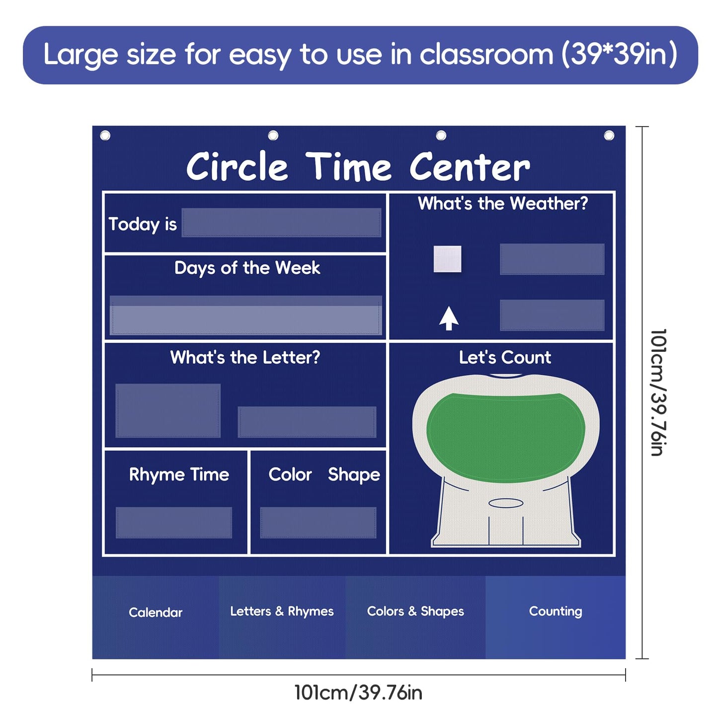 Ottkids Circle Time Learning Center Classroom Pocket Chart, Circle Time Calendar Preschool Include 224 Cards, Educational Pocket Chart Material, Learning Calendar Weather Letter Counting Color Shape