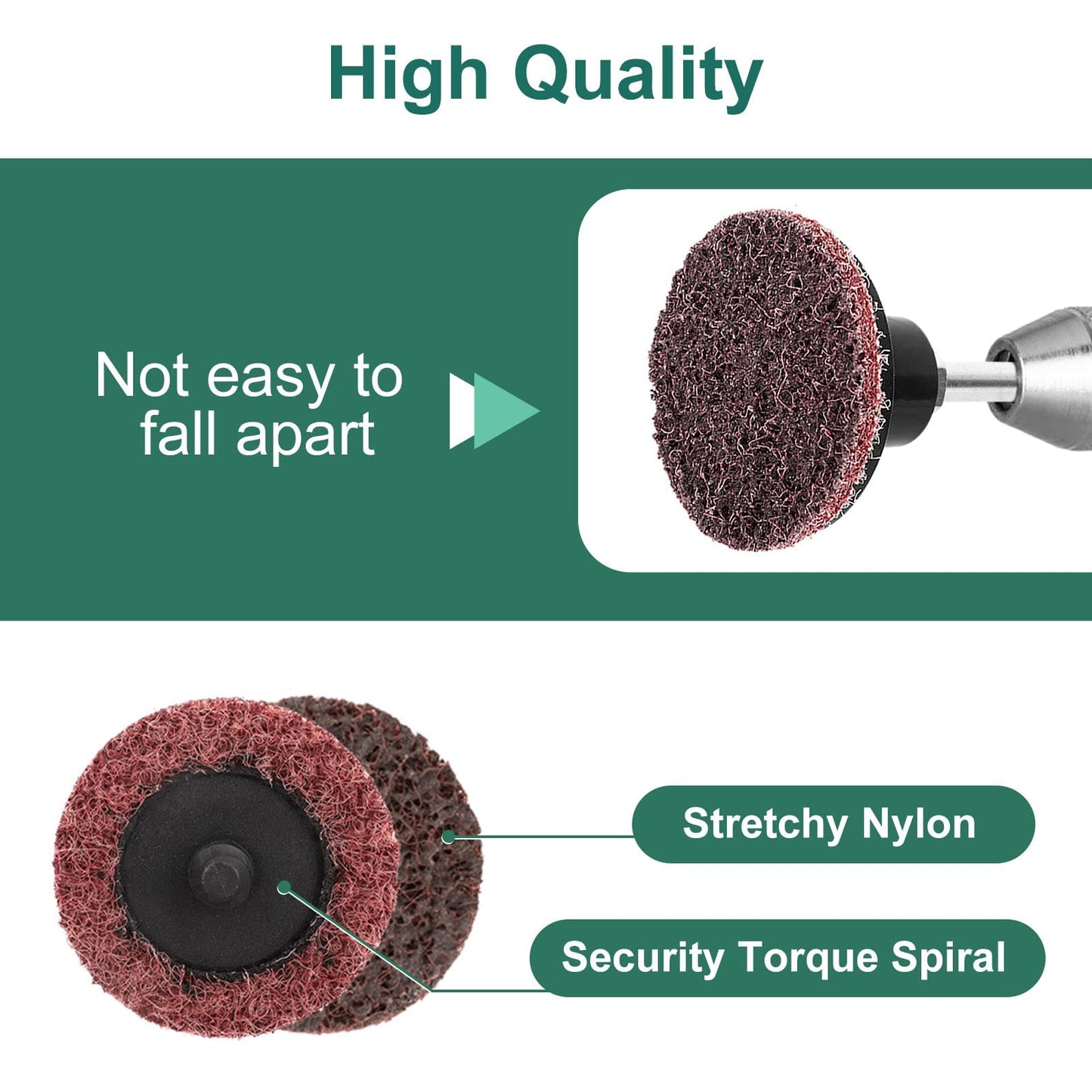 SUNJOYCO 90pcs 2 inch Quick Change Sanding Discs, Nylon Surface Conditioning Discs, 1/4" Roll Lock Holder Die Grinder Sanding Disc for Surface Strip Grind Polish Burr Finish-Fine Medium Coarse