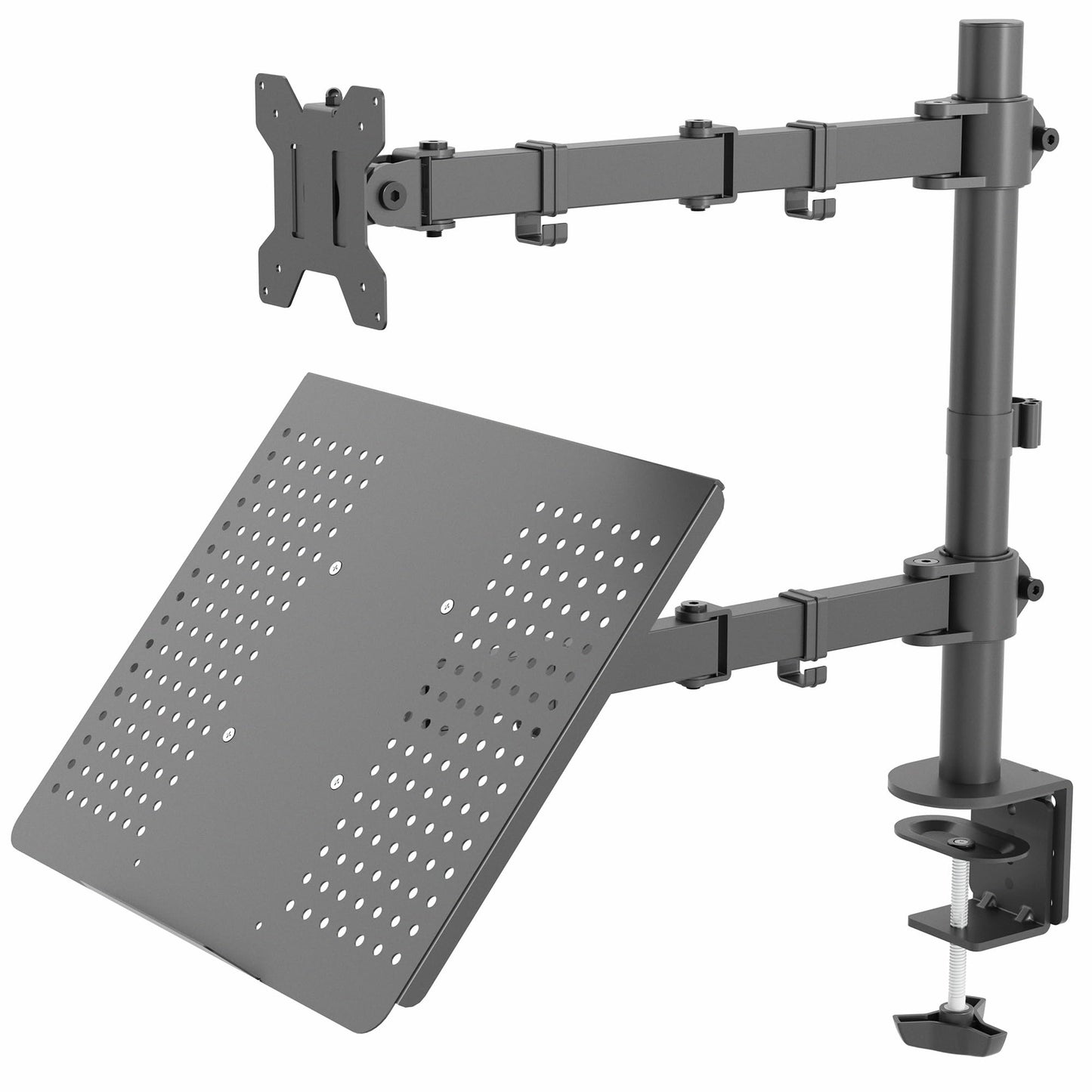 VIVO Black Fully Adjustable 13 to 32 inch Single Computer Monitor and Laptop Desk Mount Combo, Stand with Grommet Option, Fits up to 17 inch Laptops STAND-V002C