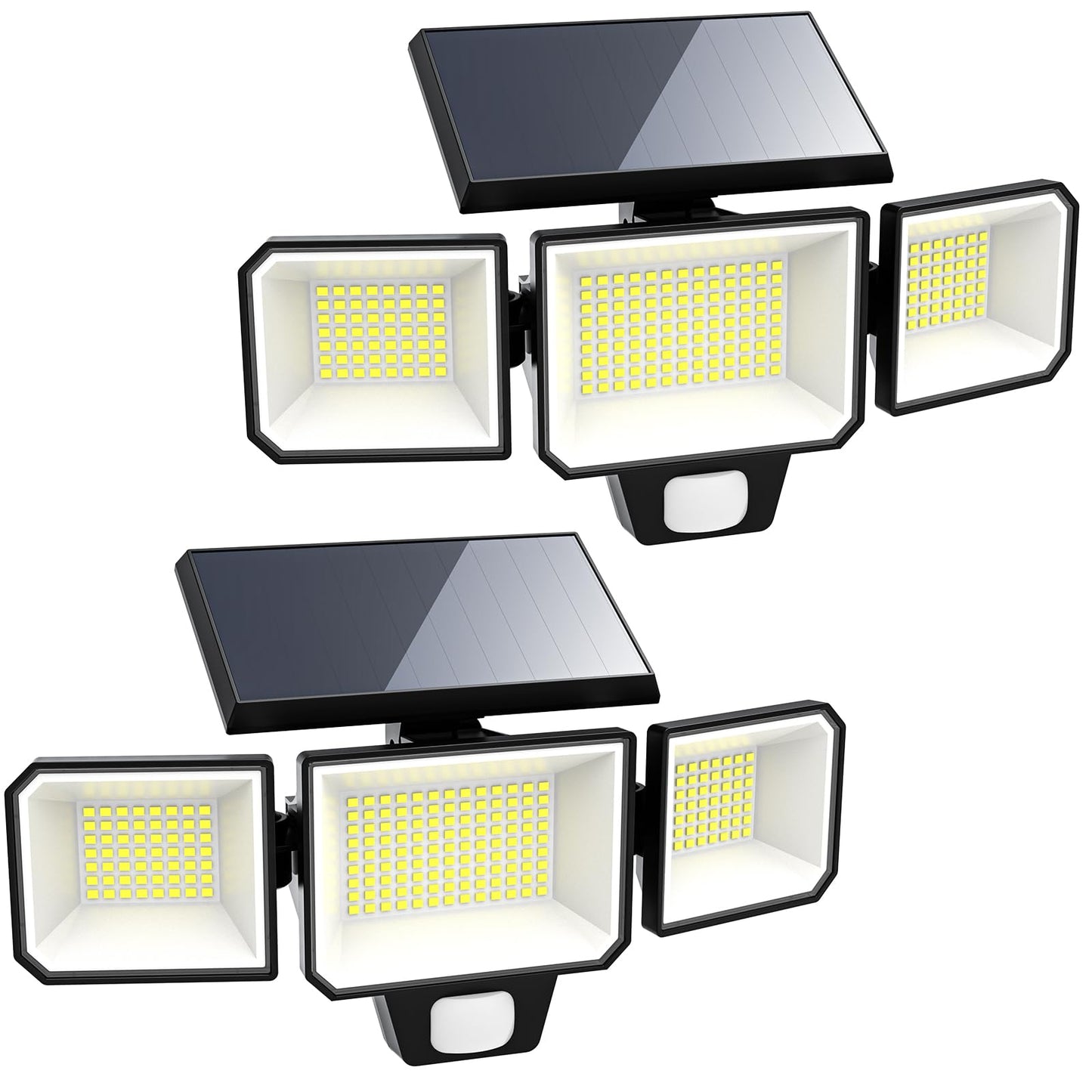 FLITI Solar Motion Sensor Lights Outdoor,2600LM Brighter Security Flood Light,Adjustable 3 Heads Solar Outdoor Lights with Always ON Mode,12M/120° Sensing Distance,IP65 Waterproof(2Pack)
