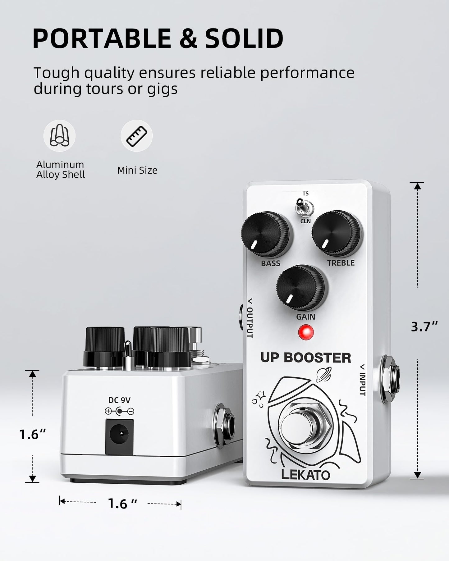 LEKATO Boost Guitar Pedal, 2-Mode Clean and TS Booster, Mini Boost Pedal for Electric Guitar, Truebypass, DC 9V