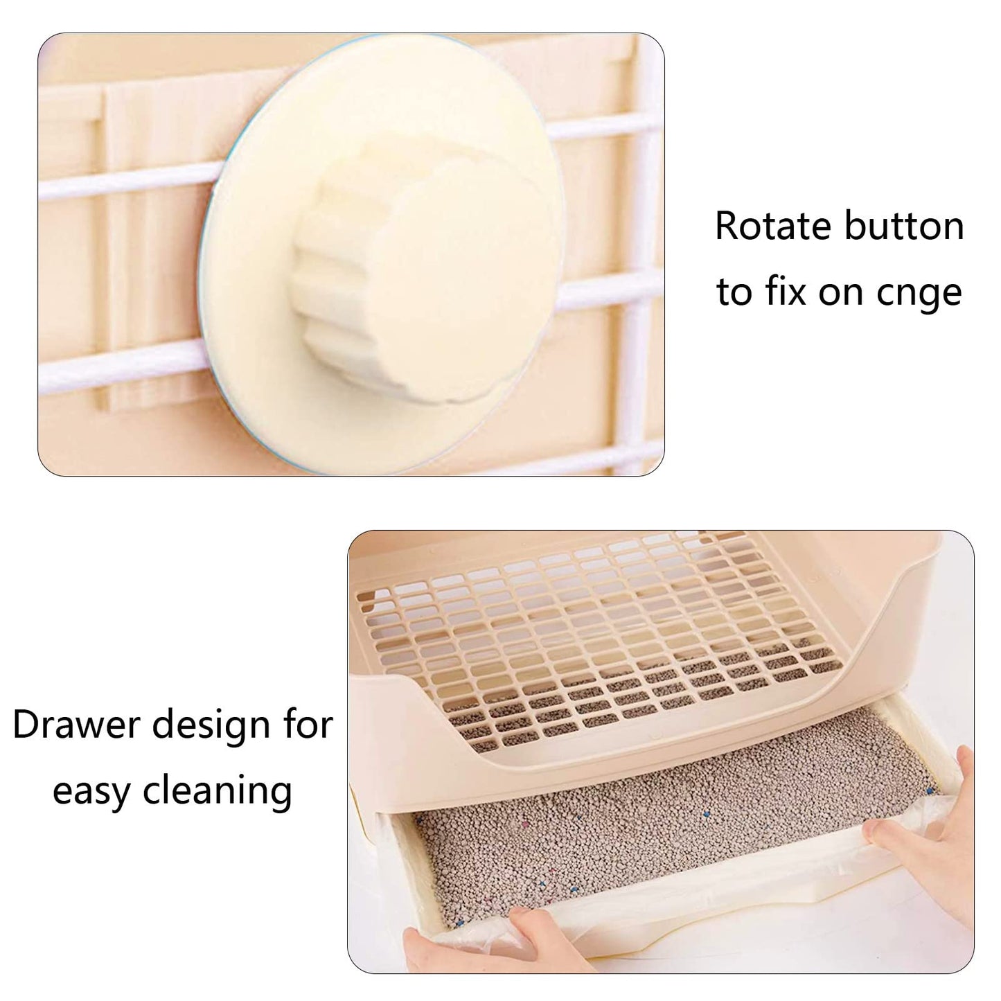 Large Rabbit Litter Box Toilet,Bunny Potty Trainer with Drawer & 100pcs Disposable Pet Toilet Films Pet Pan for Guinea Pigs, Rabbits, Hamster,Small Animals