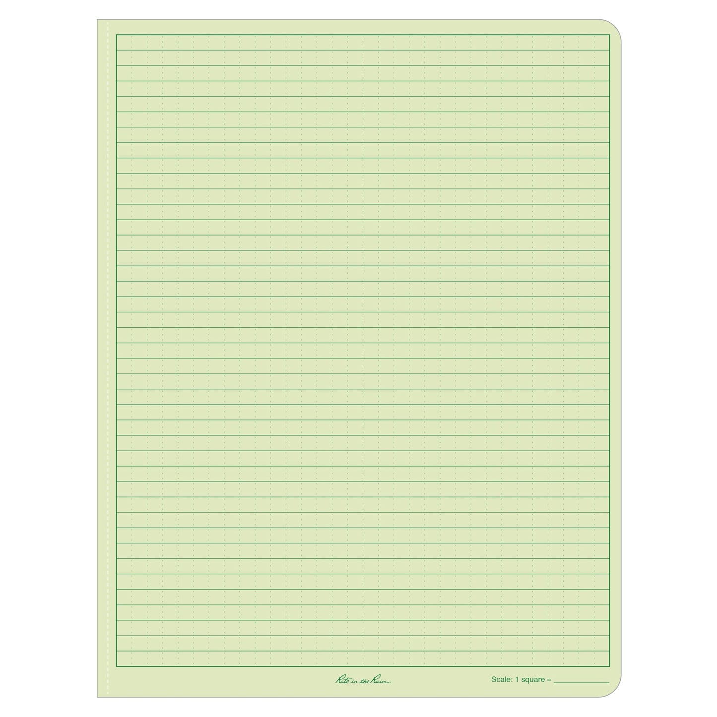 Rite in the Rain Weatherproof Hard Cover Notebook, 8.75" x 11.25", Green Cover, Universal Pattern (No. 970F-MX)