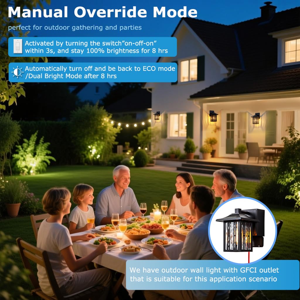 OUPAVOCS Outdoor Wall Lights with Motion Sensor, Dusk to Dawn Porch Light Sconce, Mate Black Exterior Wall Lantern with Water Glass, Patio Lighting Fixtures Wall Mount for House, Set of 2