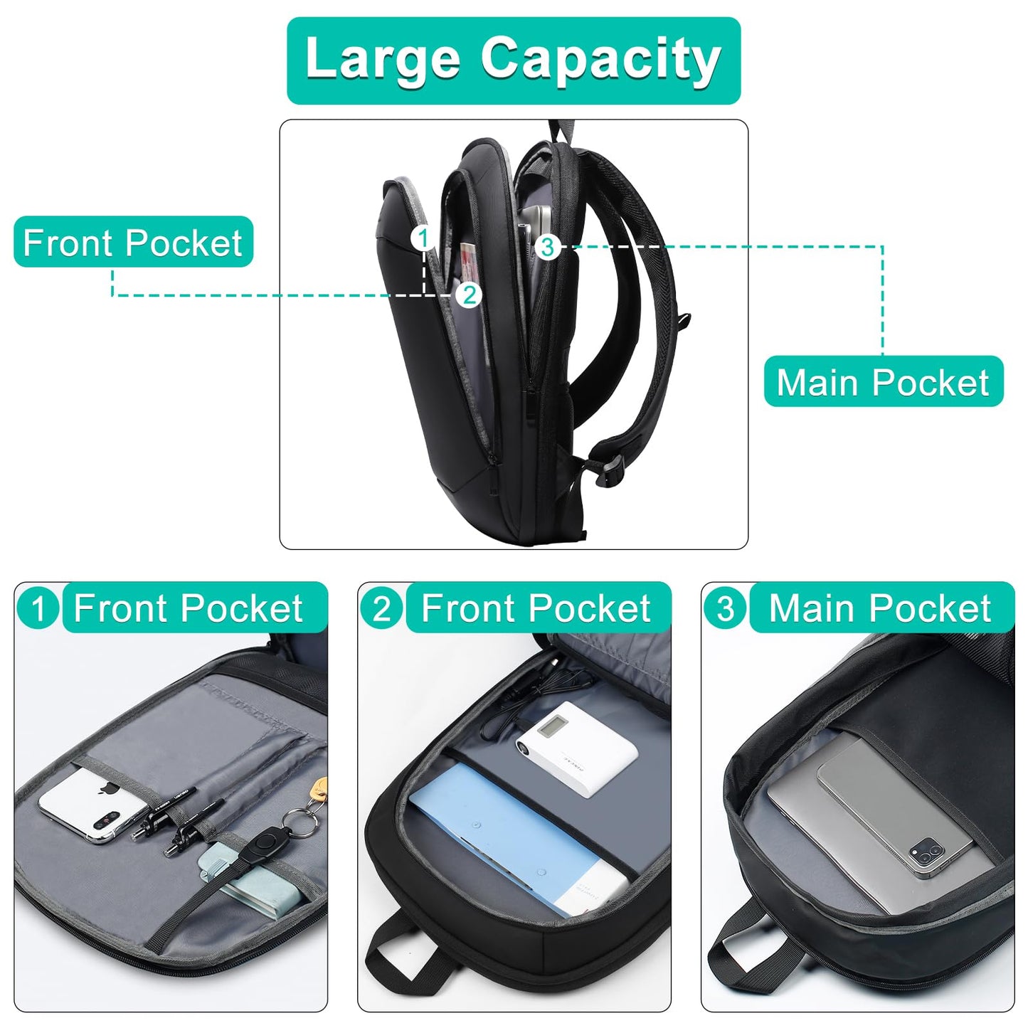 Business Backpack for Men 17 Inch,Slim & Expandable Waterproof Travel Laptop Backpack with USB Charger Port,Anti-Theft Lightweight Large Work Computer Bag,College Laptop Backpacks Gifts for Men Women