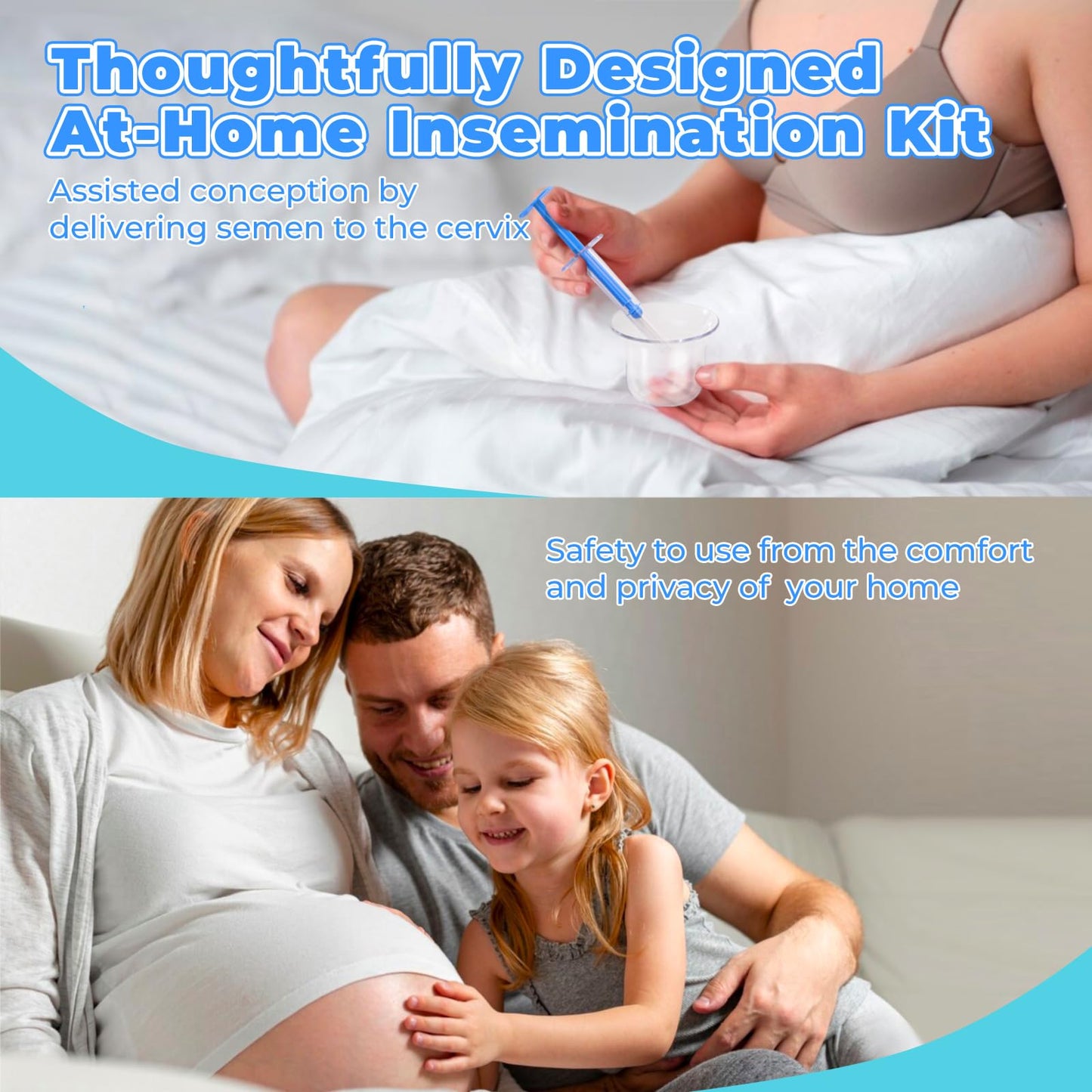 QGJEK at Home Insemination Kit, Thoughtfully Designed for Conception, Convenient,Portable and Easy Insemination Kit for Women, 3 Applicators + 1 Collection Cup