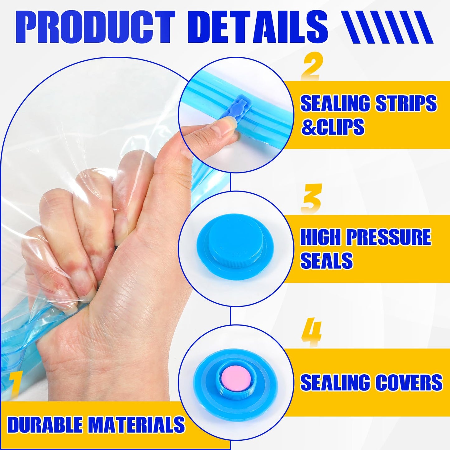 20 Pack Vacuum Storage Bags, Vacuum Sealer Bags for Clothes(4 Jumbo, 4 Large, 4 Medium, 4 Small, 4 Roll) Compression Bags for Travel, Blankets, Bedding, Rechargeable Pump Included