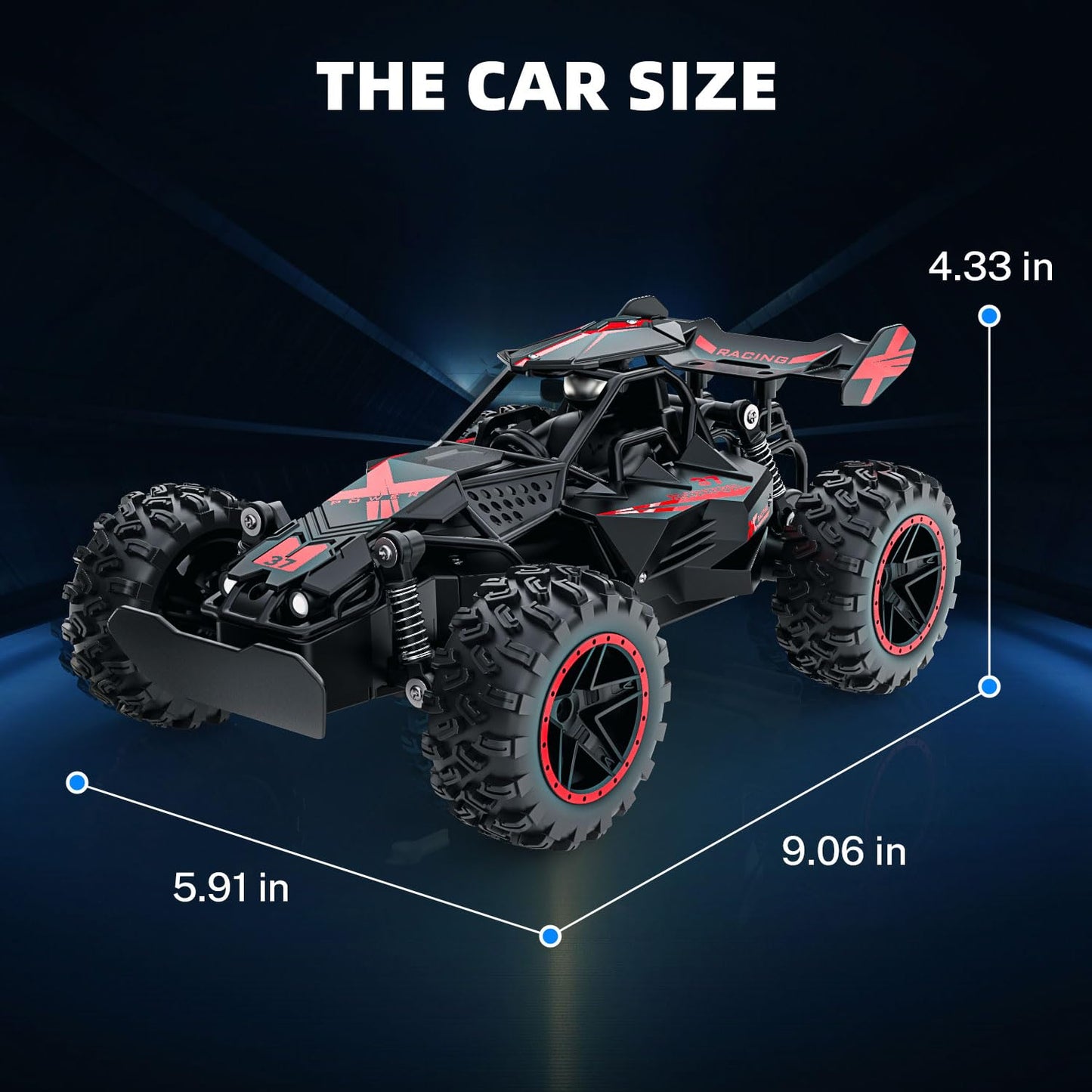 ACAMMZAR Remote Control Car, 1:18 High Speed RC Cars for Kids, 20KM/H Monster RC Truck Off Road with Lights Toys for Boys, Red