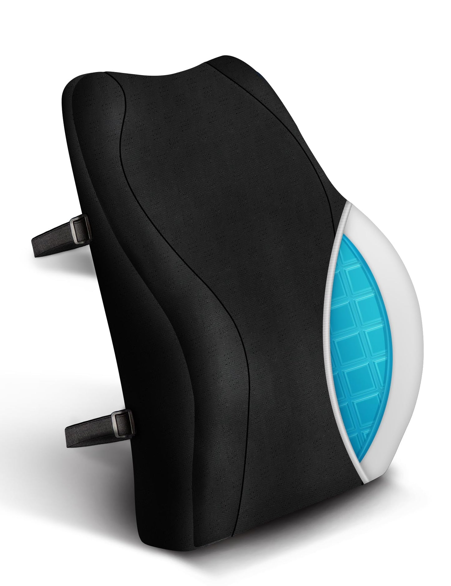 TRAVEL EASE Ergonomic Lumbar Support Cushion, Gel and Memory Foam Back Support Cushion for Office Chairs with Skin-Friendly Cover for Comfort (Black)