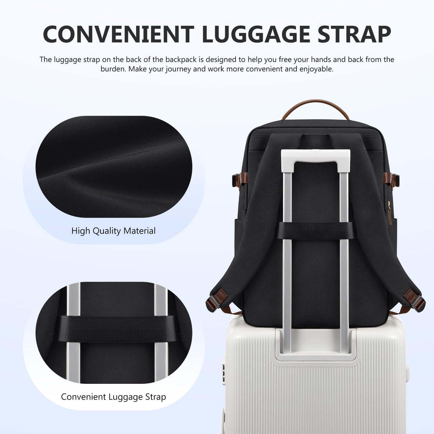 Travel Backpack for Women & Men, 30L Backpack with 17.3 Inch Laptop Compartment, TSA Approved Large Capacity Daypack for Travel, Business, Hiking (Black)