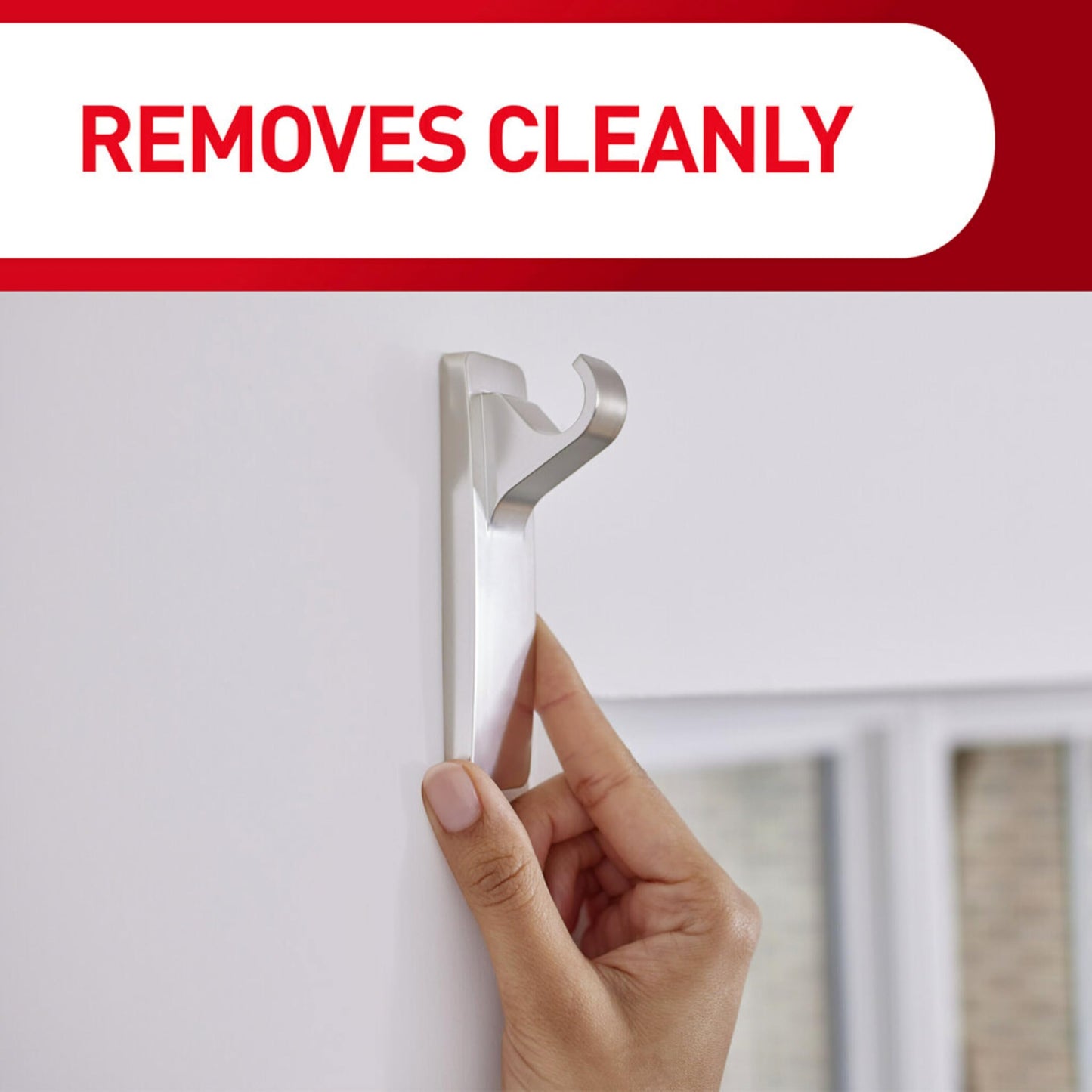 Command 10 lb Satin Nickel Curtain Rod Hooks, 2 Hangers and 4 Command Strips, No Drilling Home Decor and Room Decor, Use with Rod Diameters 0.5-0.75"