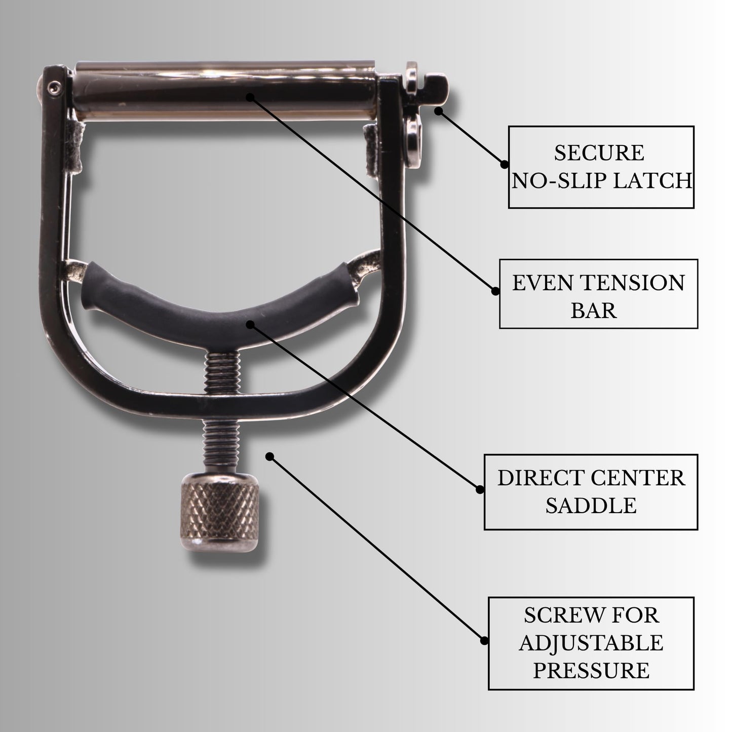 Paige Banjo/Mandolin Capo-fits up to the 4th Fret on a 5-string-black