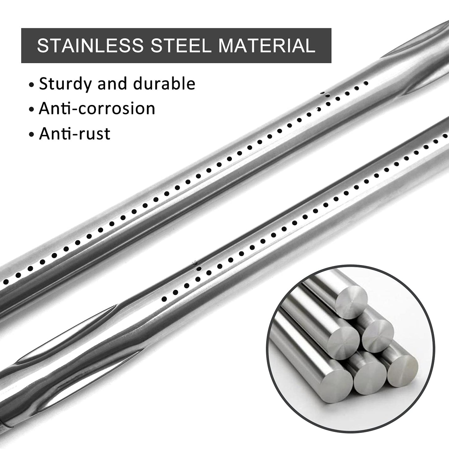 WEMEIKIT 4 Pcs BBQ Tube Burner Replacement Part for Napoleon Gas Grills as Legend 485, LEX & Mirage 485/605 / 730, Built-in LEX & Mirage Series, 18-13/16“ Stainless Steel Barbeque Burner Tube