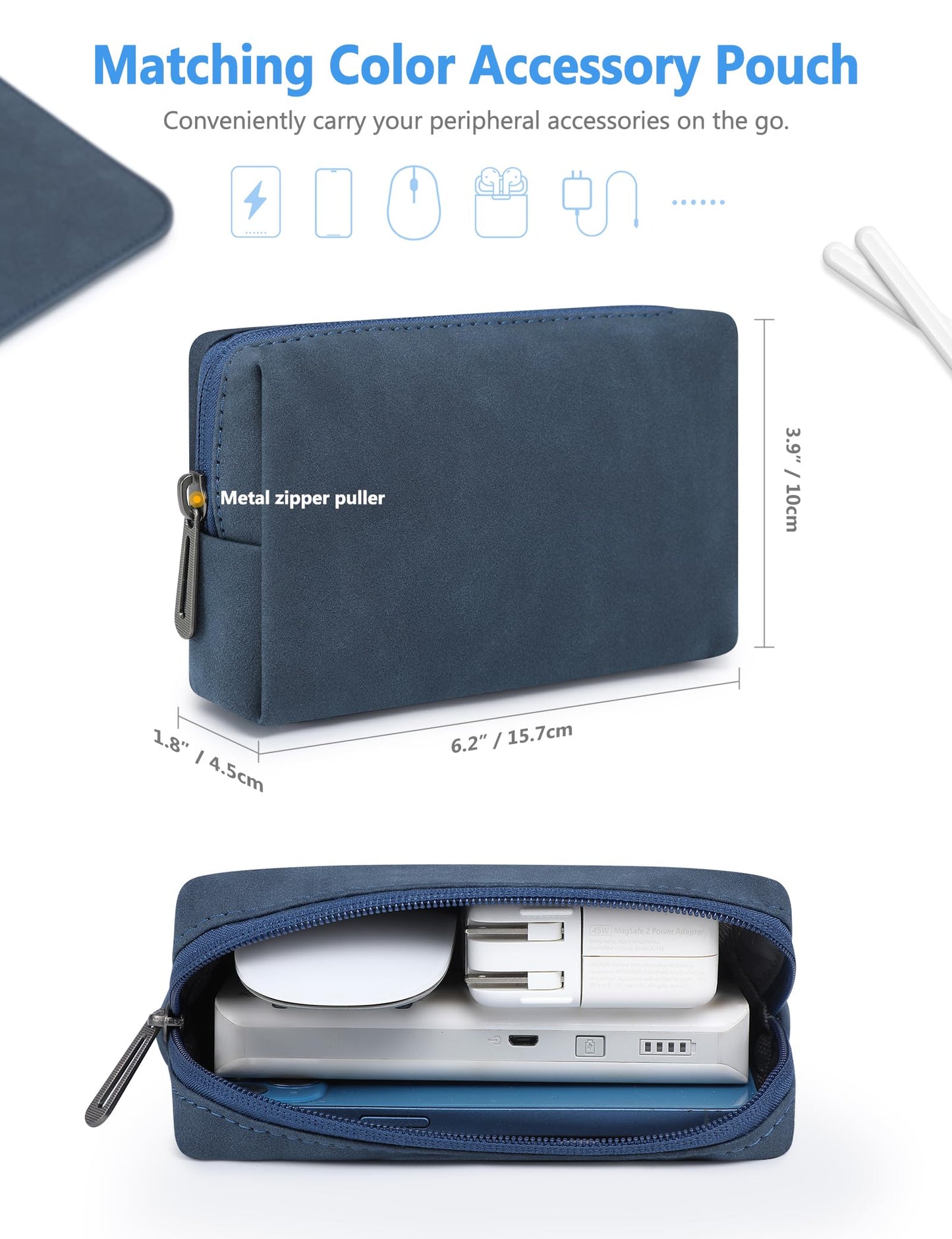 HYZUO 13.3-14 Inch Laptop Sleeve Case for MacBook Pro 14 M5/M4/M3/M2/M1 Pro/Max A3426 A3427 2026-2021, 13.3" MacBook Air/Pro, 13.5-13.8 Surface Laptop, HP Envy 13, Faux Suede Leather, Navy Blue