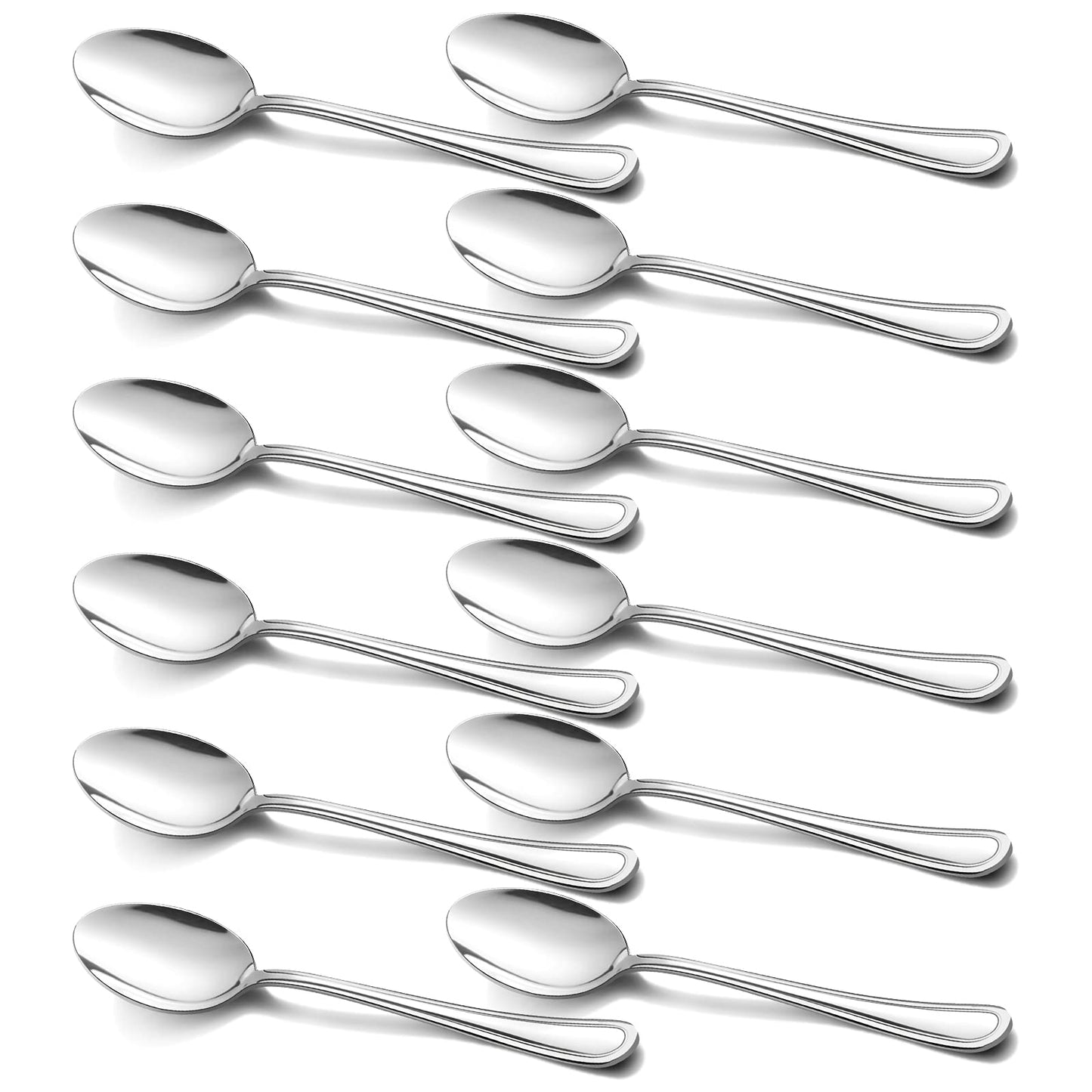 Teaspoon Set of 12, E-far 6.7 Inch Stainless Steel Spoons for Kitchen or Restaurant, Non-toxic & Mirror Polished, Easy to Clean & Dishwasher Safe