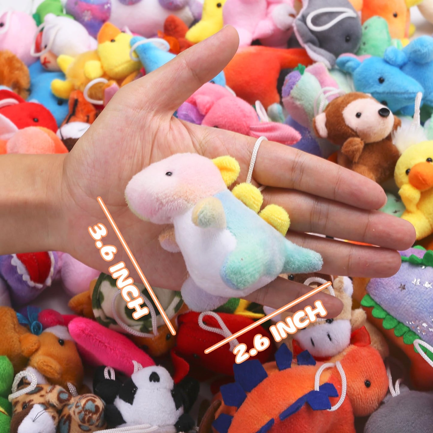 72 Pack Mini Stuffed Animal, Assorted Plush Toy (Dinosaur, Zoo, Ocean), Party Favors for Kid, Perfect for Claw Machine Filler, Goody Bag Stuffers, Keychain, Carnival Prizes, Classroom Reward Gift Bulk
