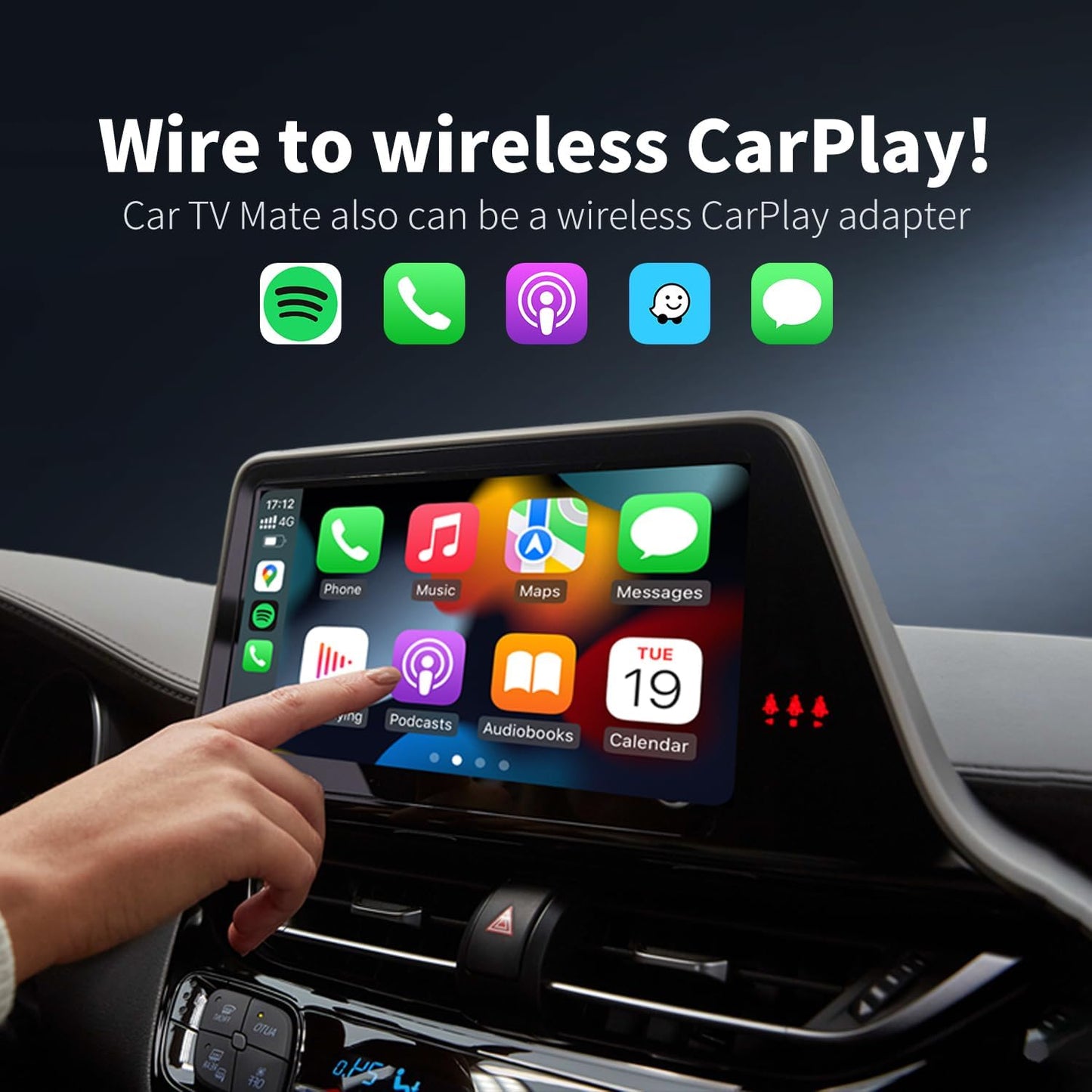 OTTOCAST Car TV Mate Pro Wireless CarPlay Adapter - Compatible with Fire TV Stick Converter for Car - Compatible with Set Top Box, Switch - HDMI to USB Converter for OEM CarPlay Cars