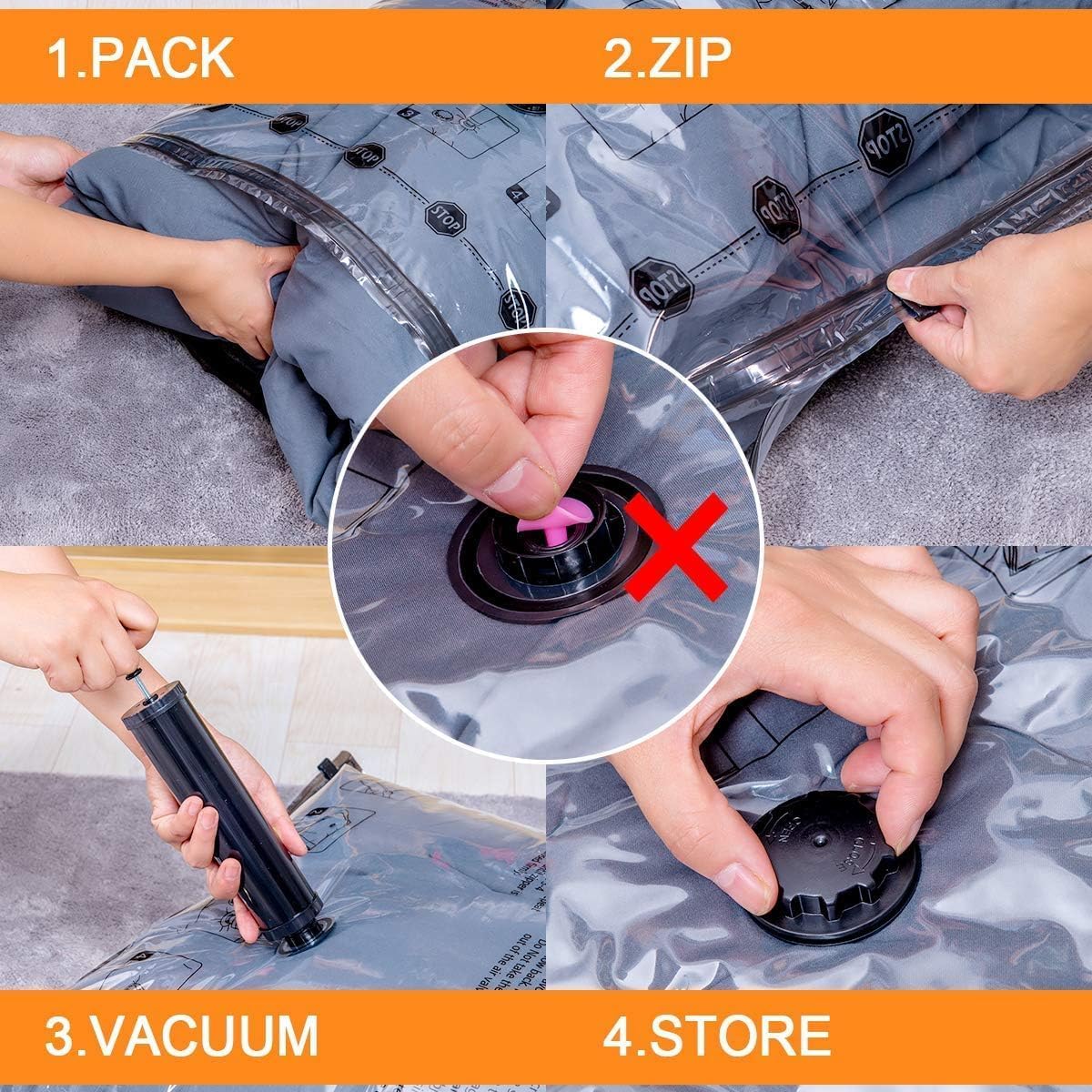 10 Jumbo Vacuum Storage Bags with Electric Pump, Space Saver Bag for Clothes, Mattress, Blanket, Duvets, Pillows, Comforters, Travel