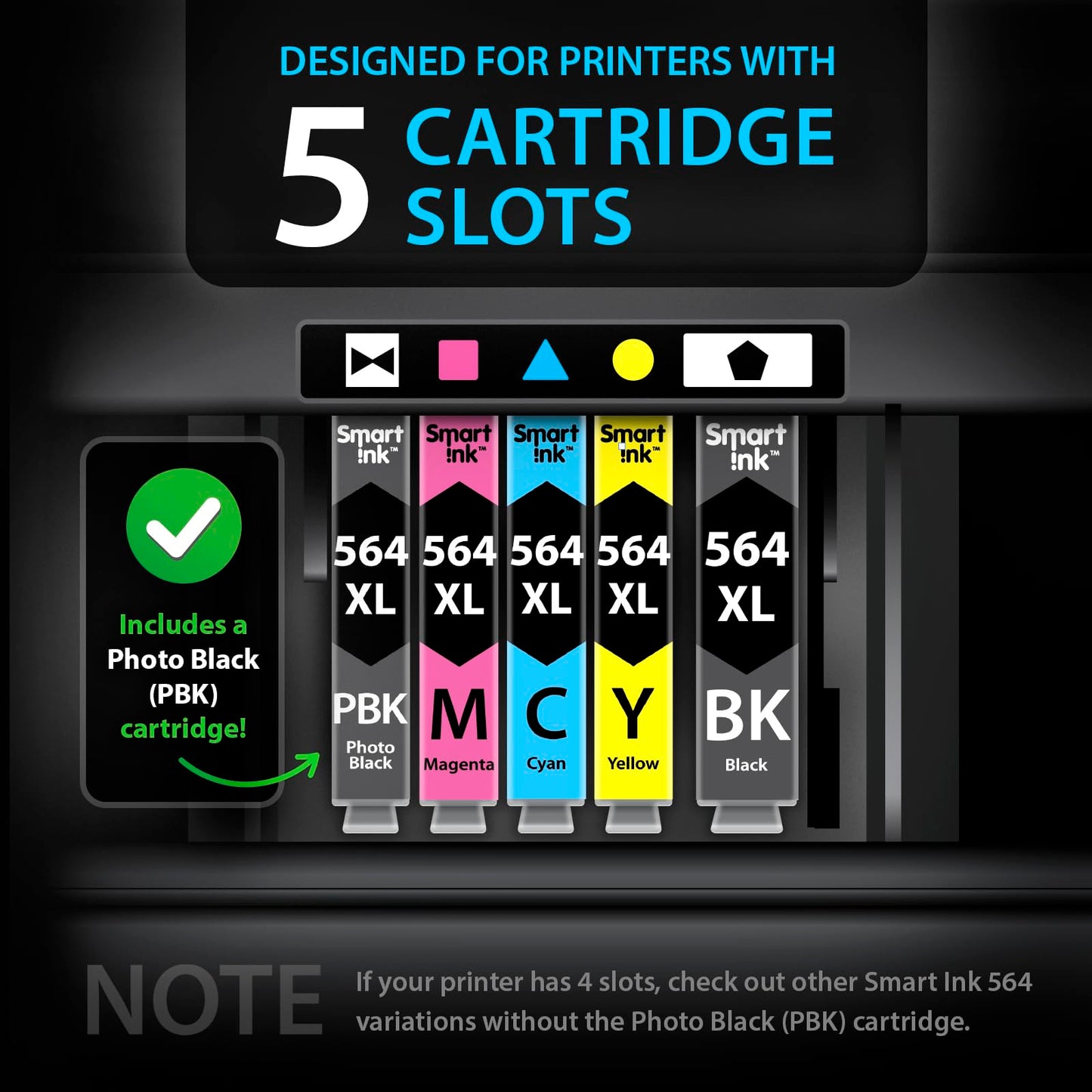 Smart Ink Compatible Ink Cartridge Replacement for HP 564 XL 564XL High Yield 10 Combo Pack (2 Black, 2PBK & 2 C/M/Y) for Photosmart 6525 6520 7520 5520 7510 5510 7525 DeskJet 3520 3522