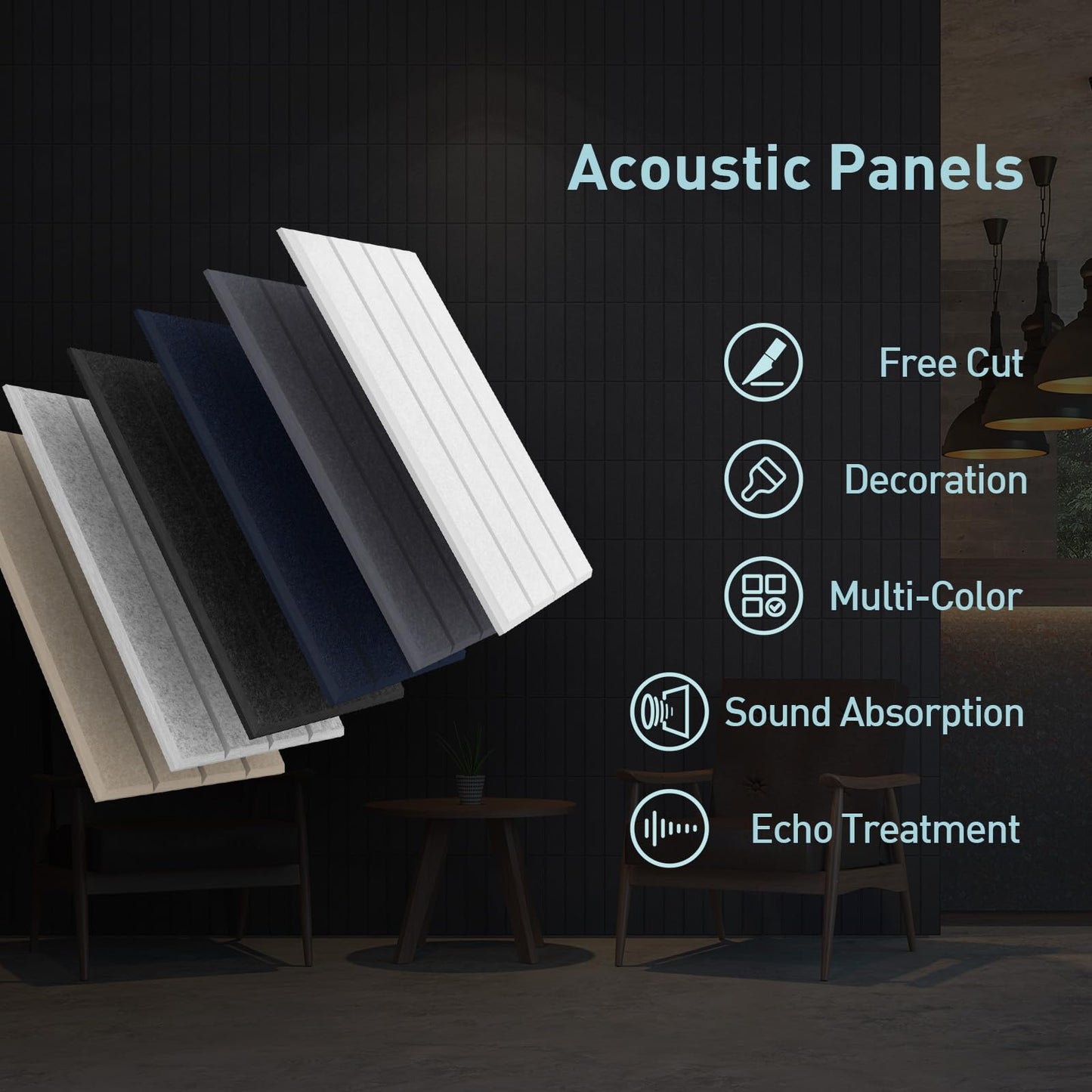 DrKlang 12 Pack Acoustic Panels, 11.8" x 11.8" Decorative Absorbing Panels, Wall and Ceiling Acoustical Treatment Panels for Home and Office - White
