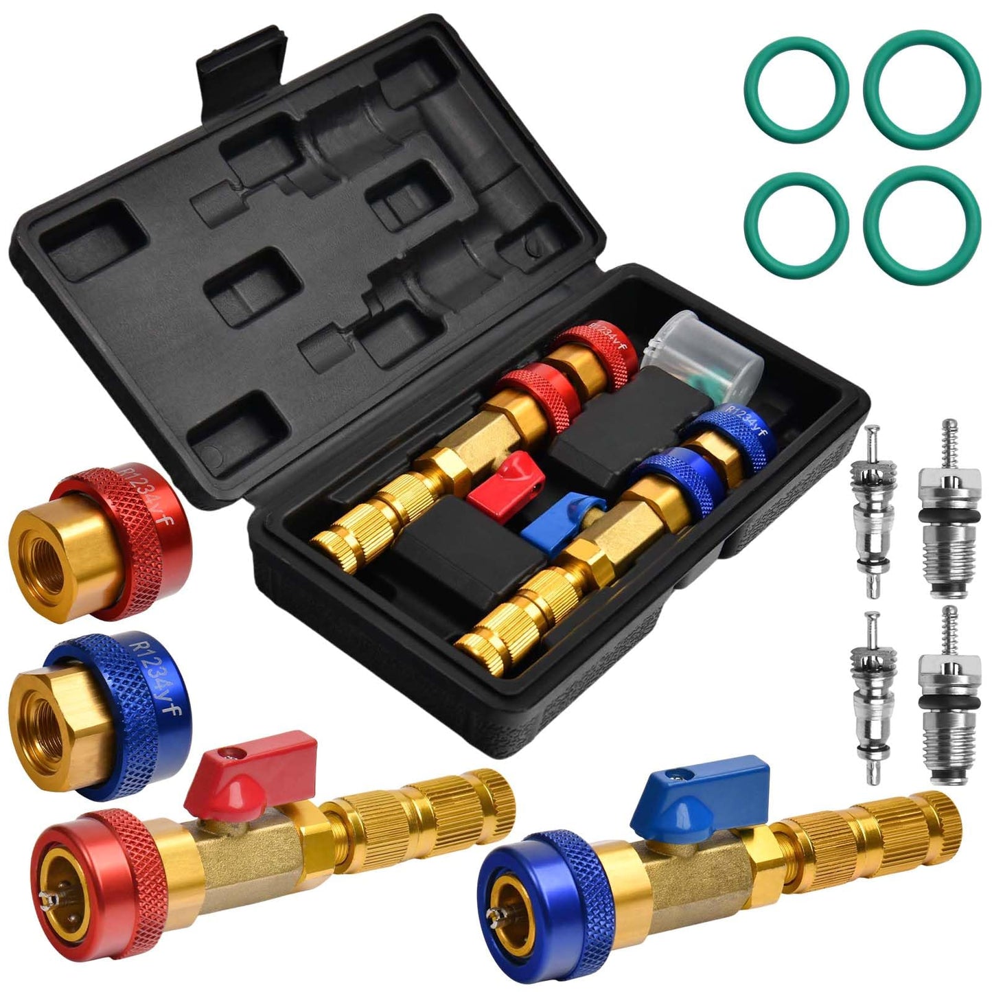 LEONTOOL AC Valve Core Removal Tool, R134a R1234yf R22 High Low Pressure Valve Core Quick Remover Installer Tool Set for Automotive Refrigerant Air Conditioning System Standard JRA and Schrader Valves