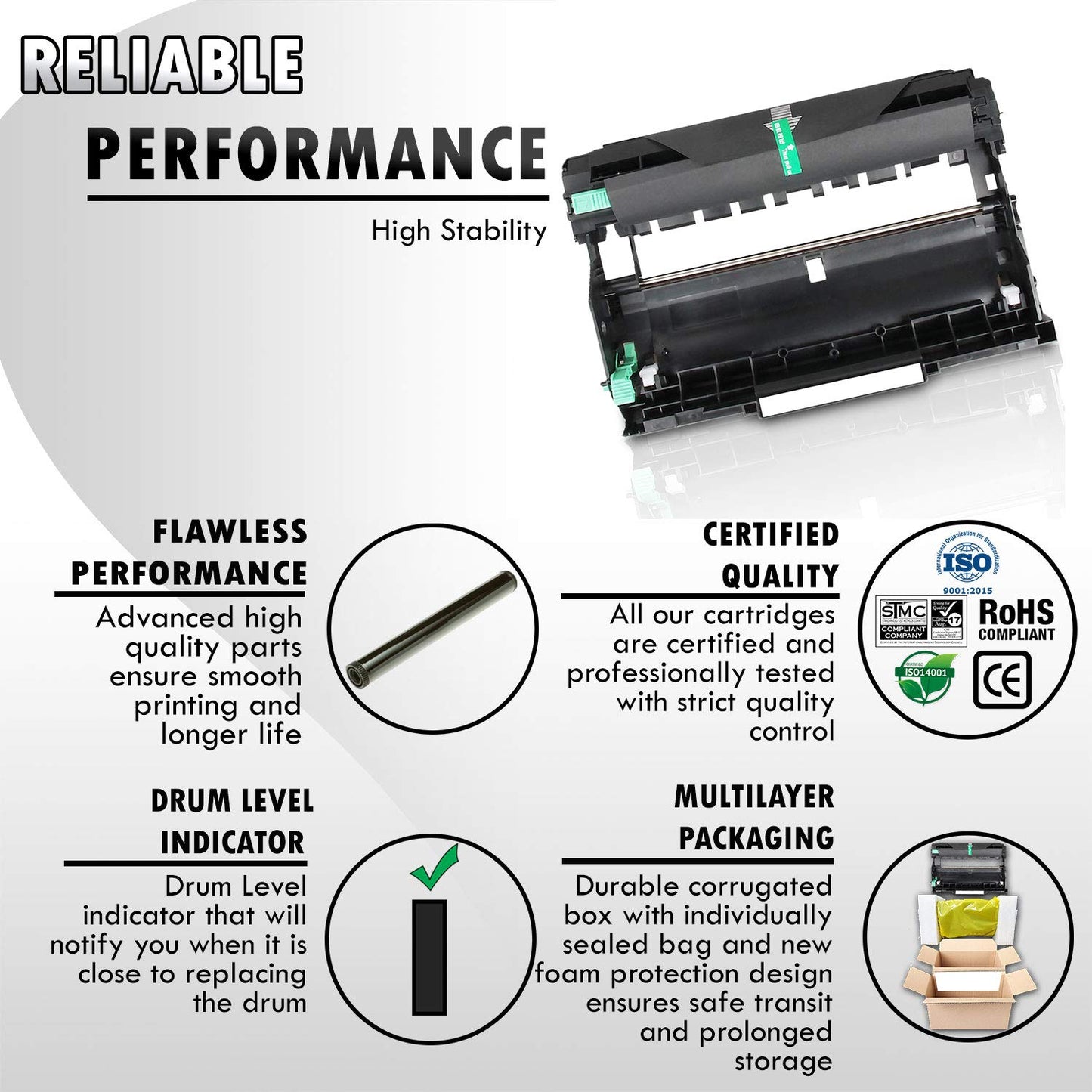 2 Inkfirst Compatible Drum Unit Replacement for Brother DR-730 DR730 DCP-L2550DW HL-L2350DW HL-L2370DW HL-L2370DWXL HL-L2390DW HL-L2395DW MFC-L2710DW MFC-L2730DW MFC-L2750DW MFC-L2750DWXL