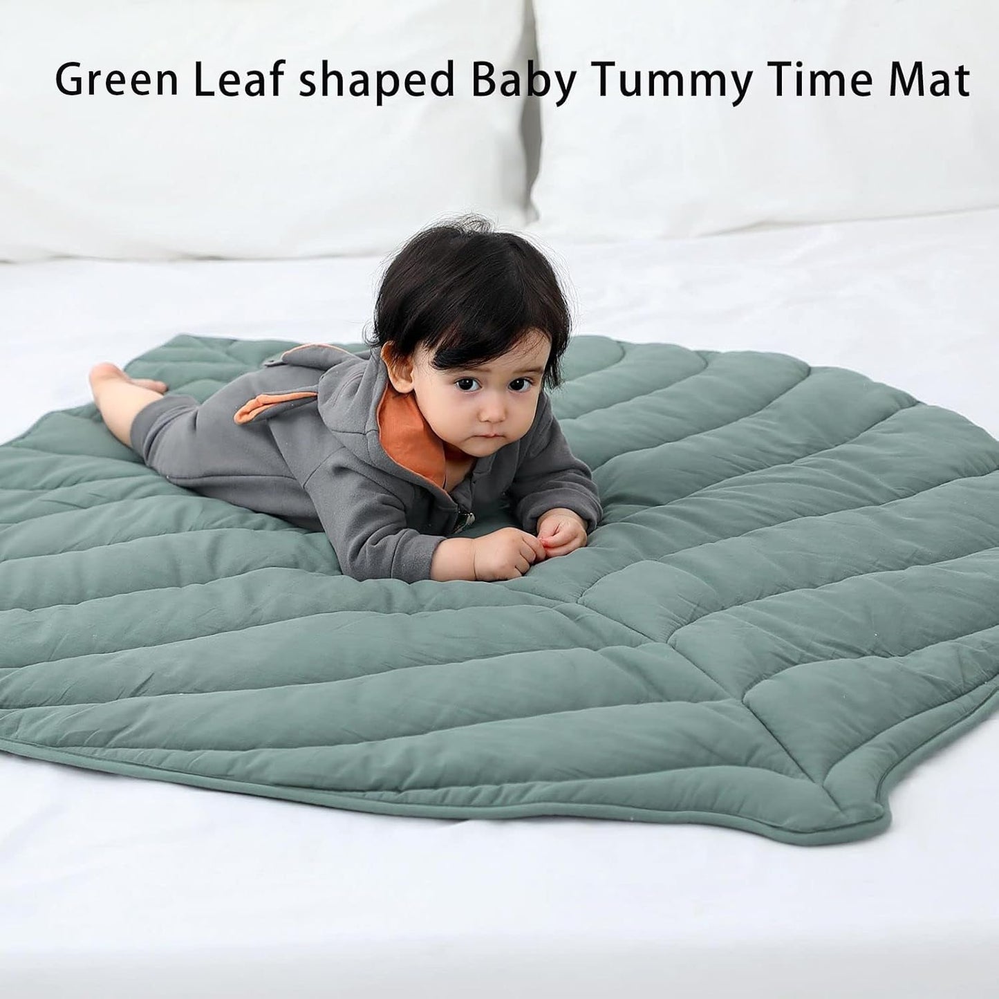 Leaf Nursery Rug, Machine Washable Baby Play Mat, Soft Playmat for Newborn, Special Padded Baby Floor Mat, Crawling Baby Mat for Tummy Time Infants