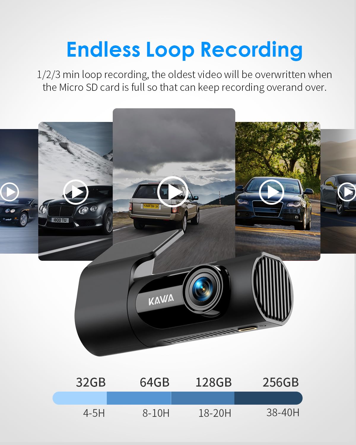 KAWA Dash Cam 3K, Mini Front Dash Camera for Cars, Smart Voice Control, 1620P QHD, Built in WiFi, 24H Parking Mode, Loop Recording, G-Sensor, Night Vision, iOS/Android Mobile App, Support 256GB Max