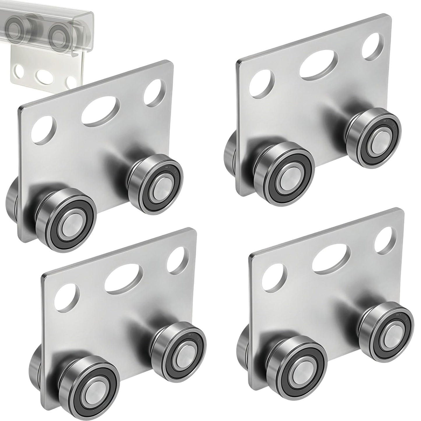 BiJun 4 Wheel Trolley Assembly Roller Bearing Trolley Assembly for Use with 1-5/8" Wide and All1-5/8 Taller Strut Channel 2pc (4)