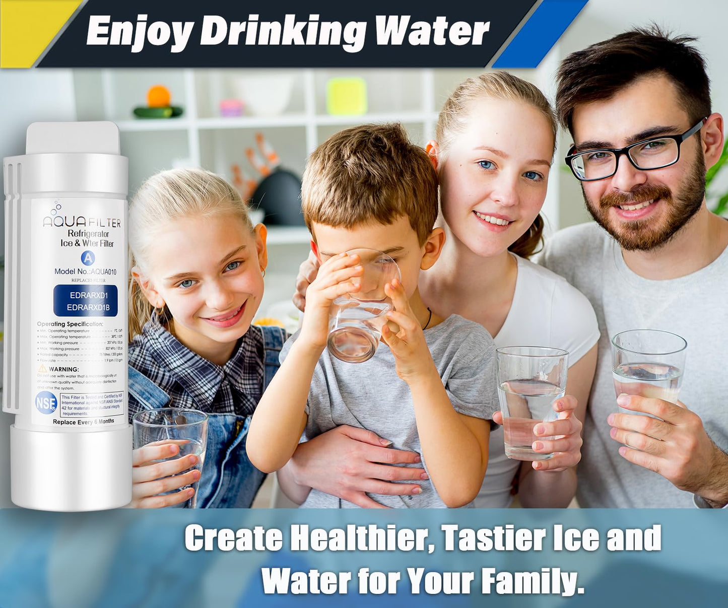 EDRARXD1 Refrigerator Water Filter Replacement Compatible with Whirlpool EDRARXD1, EDRARXD1B, W11569863, WHRARXD1, Everydrop Filter A (3 Pack)